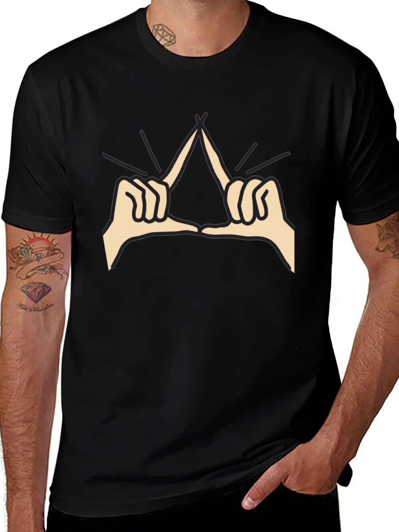 Delta Hand Sign Black T-Shirt