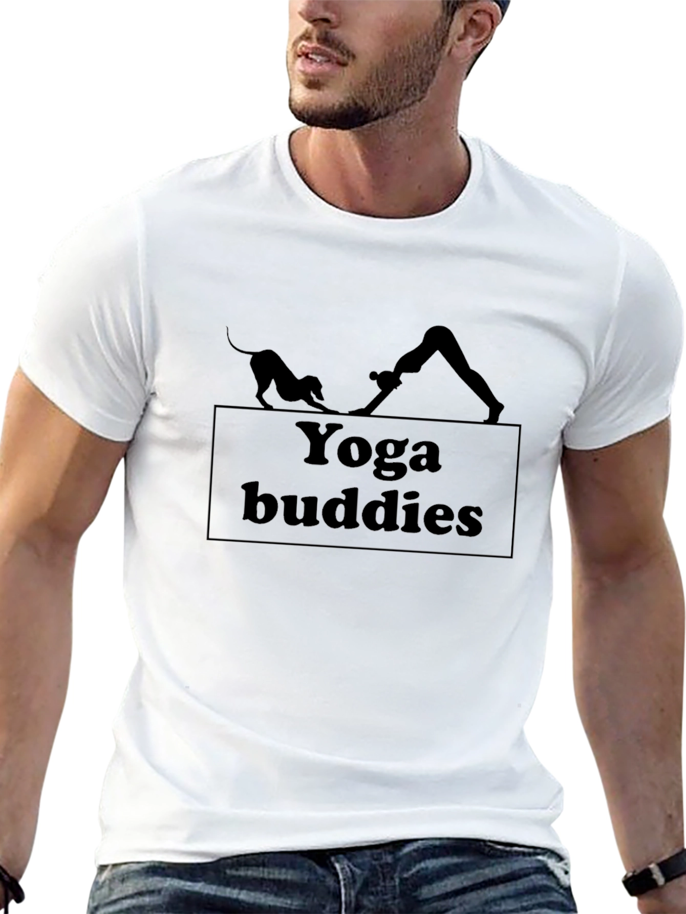 Yoga Buddies Graphic T-Shirt - Black Cotton Tee