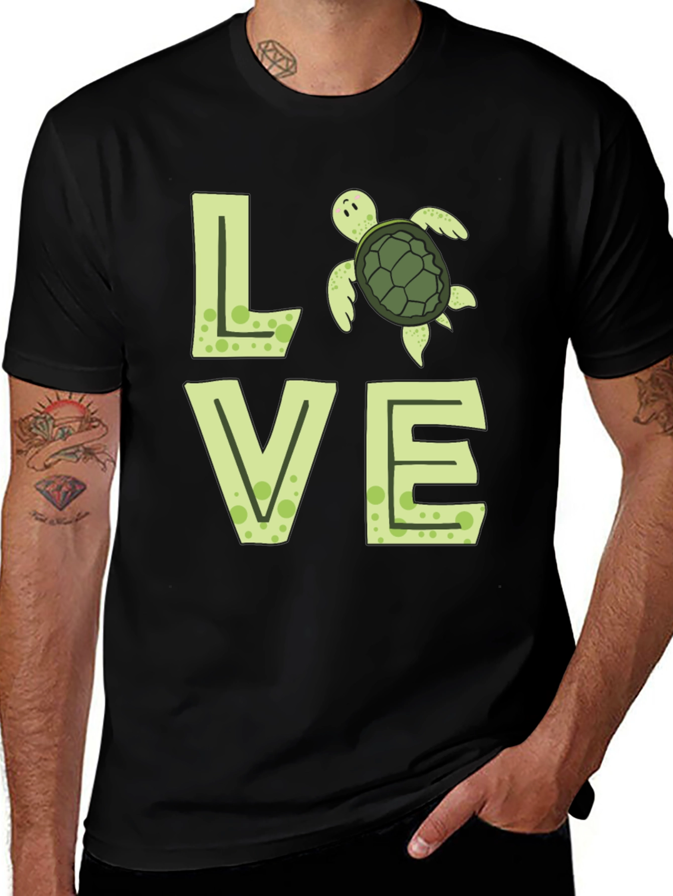 Love Turtle Black Graphic Tee