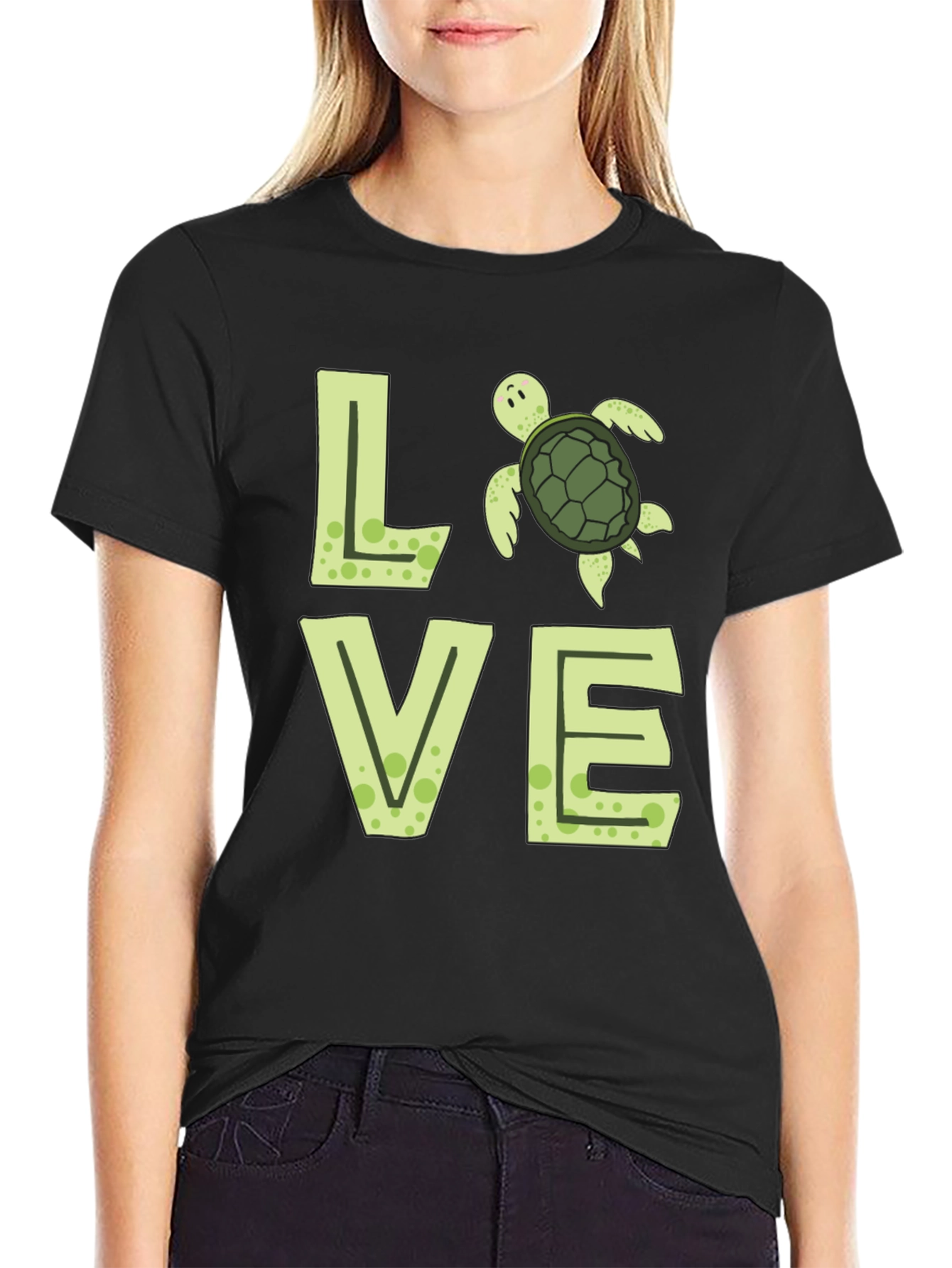 Love Turtle Black Graphic Tee