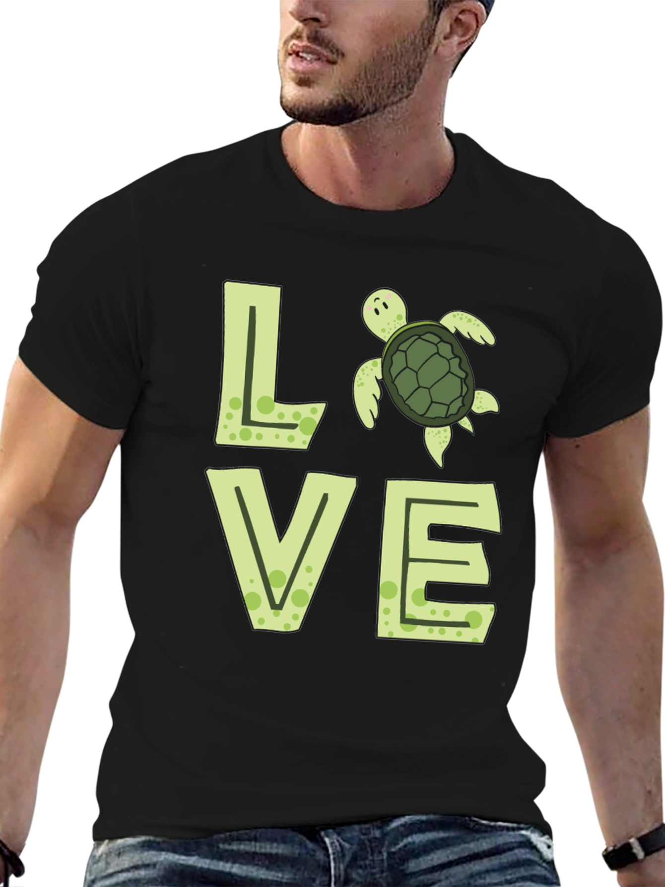 Love Turtle Black Graphic Tee
