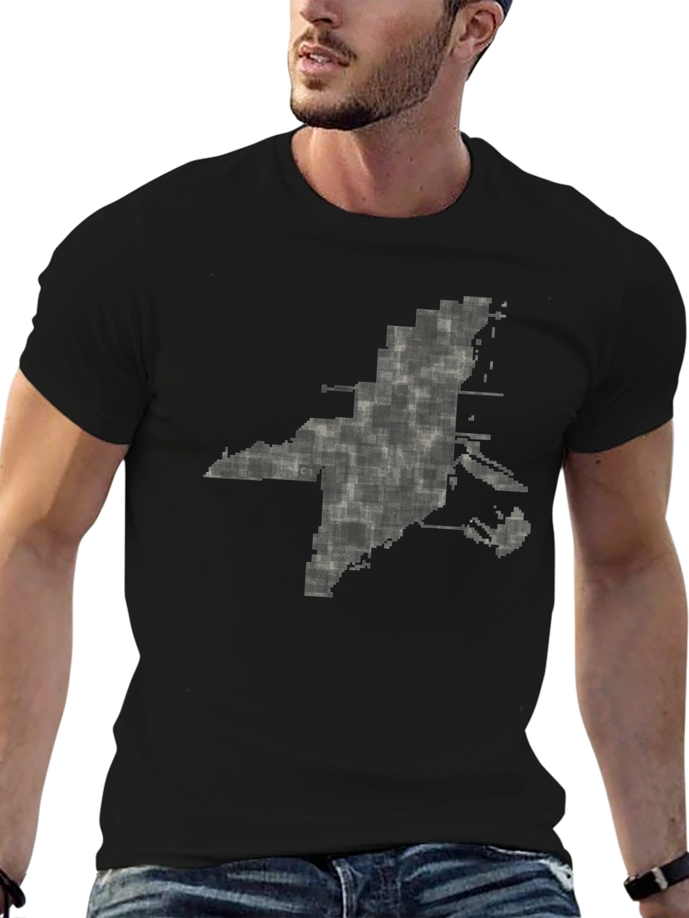 Pixelated State Outline Graphic Tee - Modern Comfort