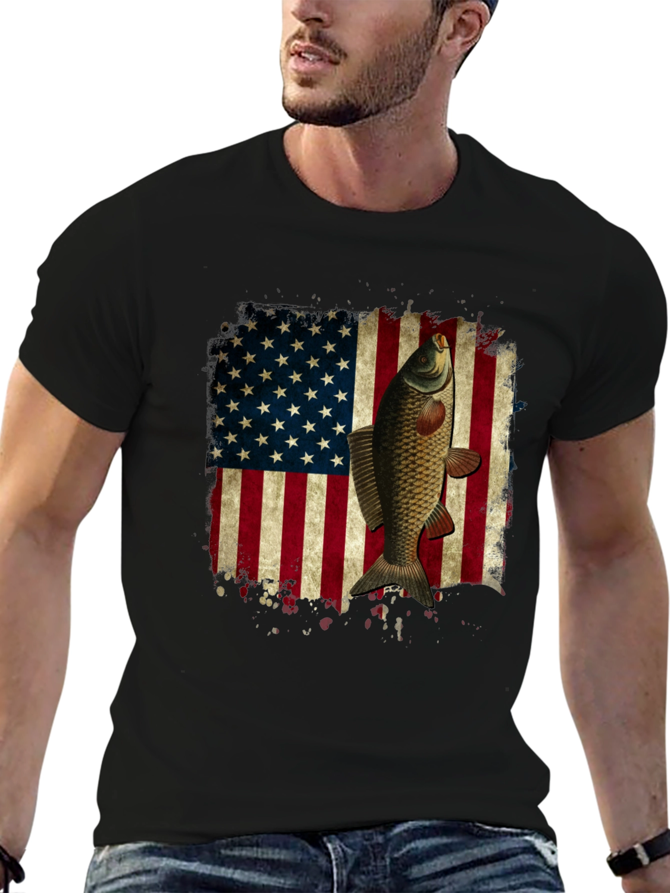 Carp American Flag Graphic T-Shirt