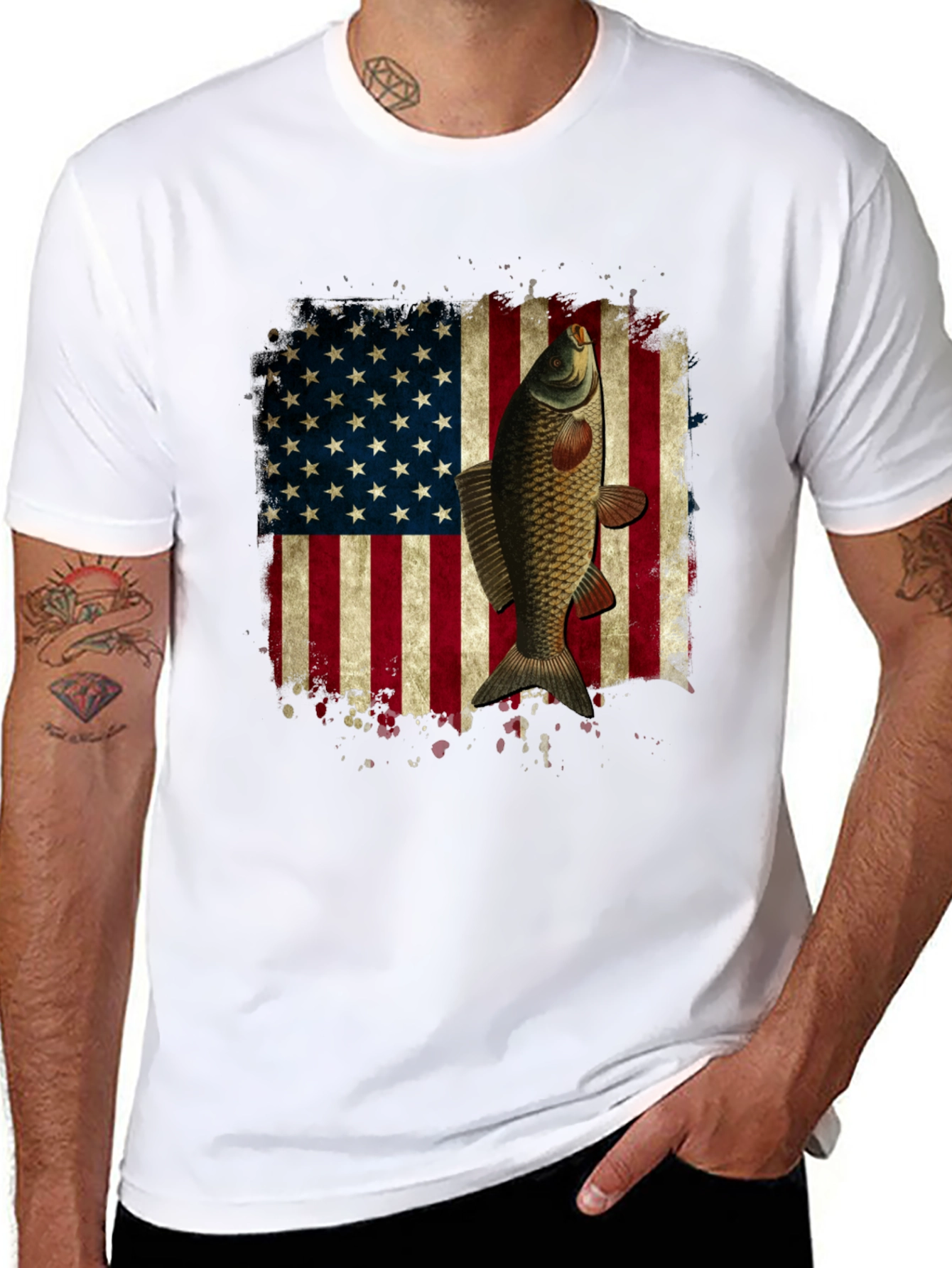 Carp American Flag Graphic T-Shirt