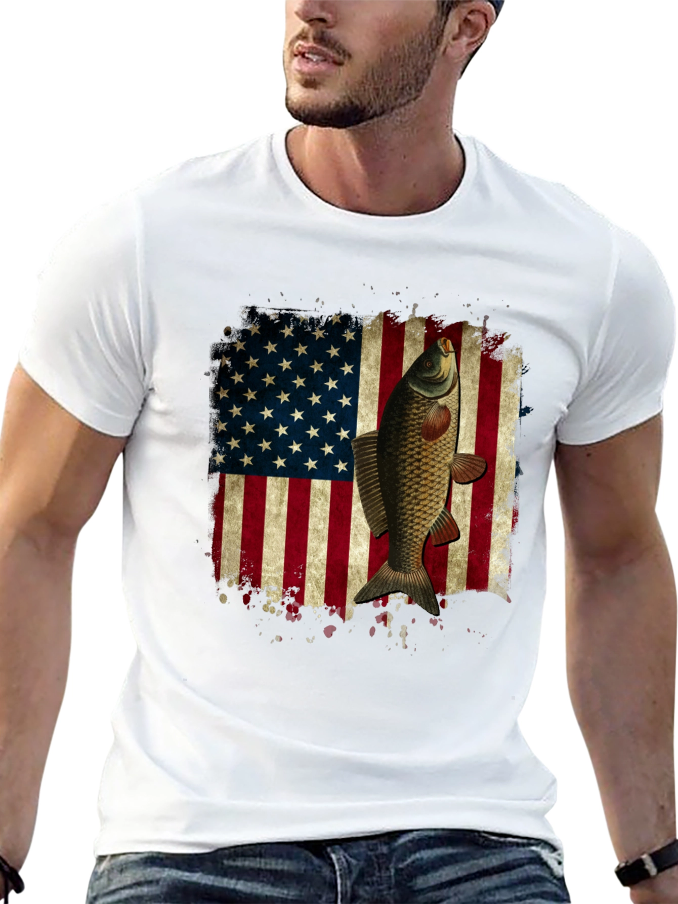 Carp American Flag Graphic T-Shirt