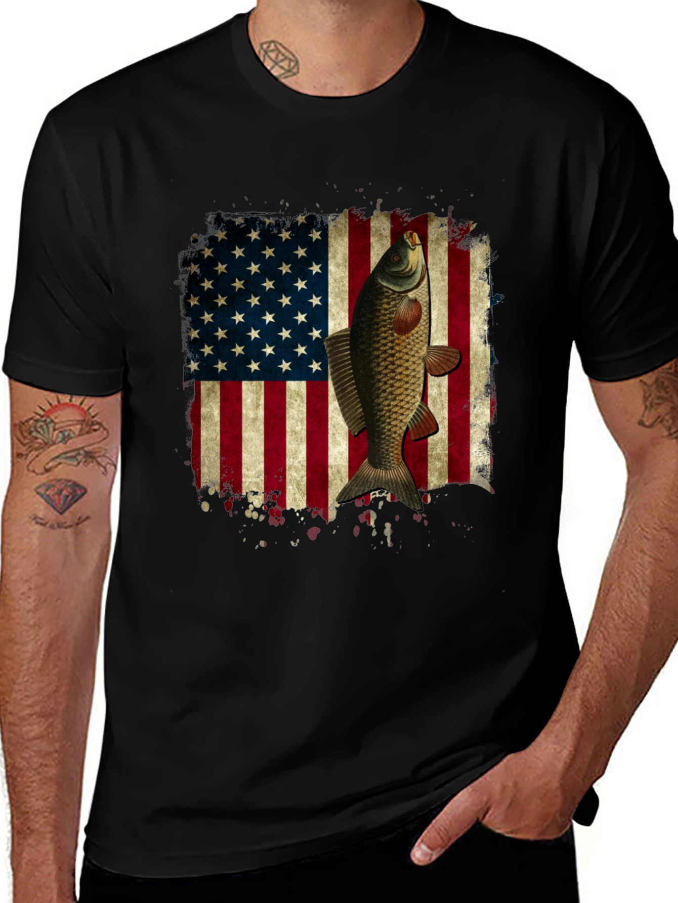 Carp American Flag Graphic T-Shirt