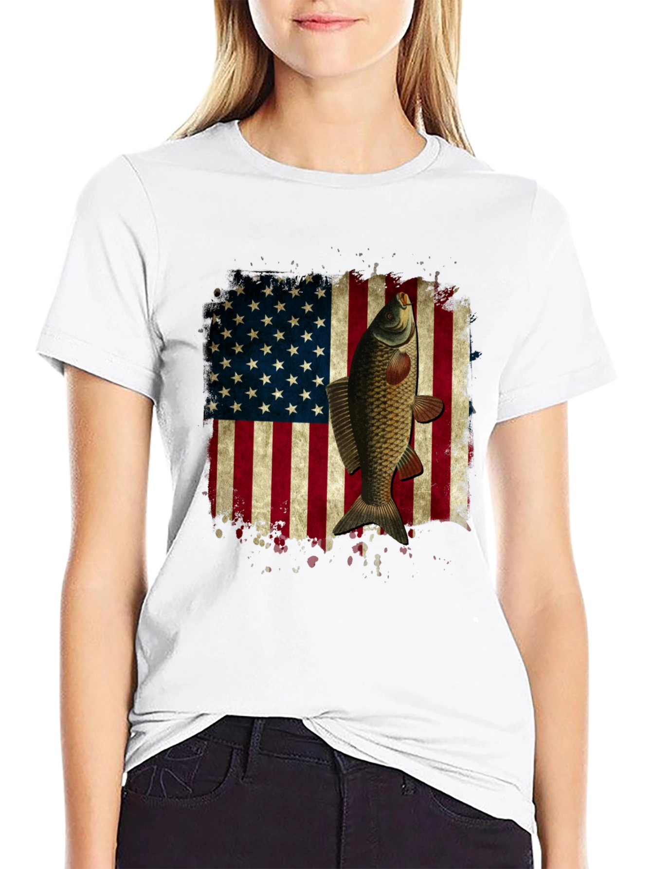 Carp American Flag Graphic T-Shirt