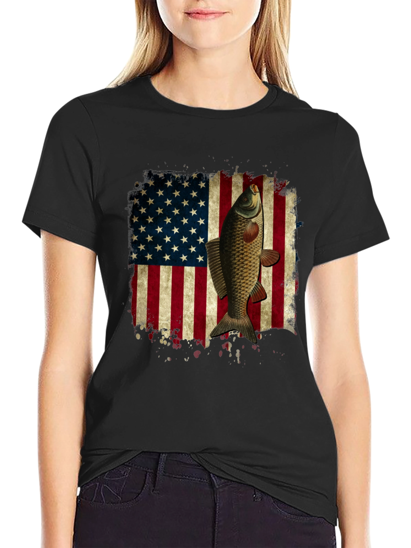 Carp American Flag Graphic T-Shirt