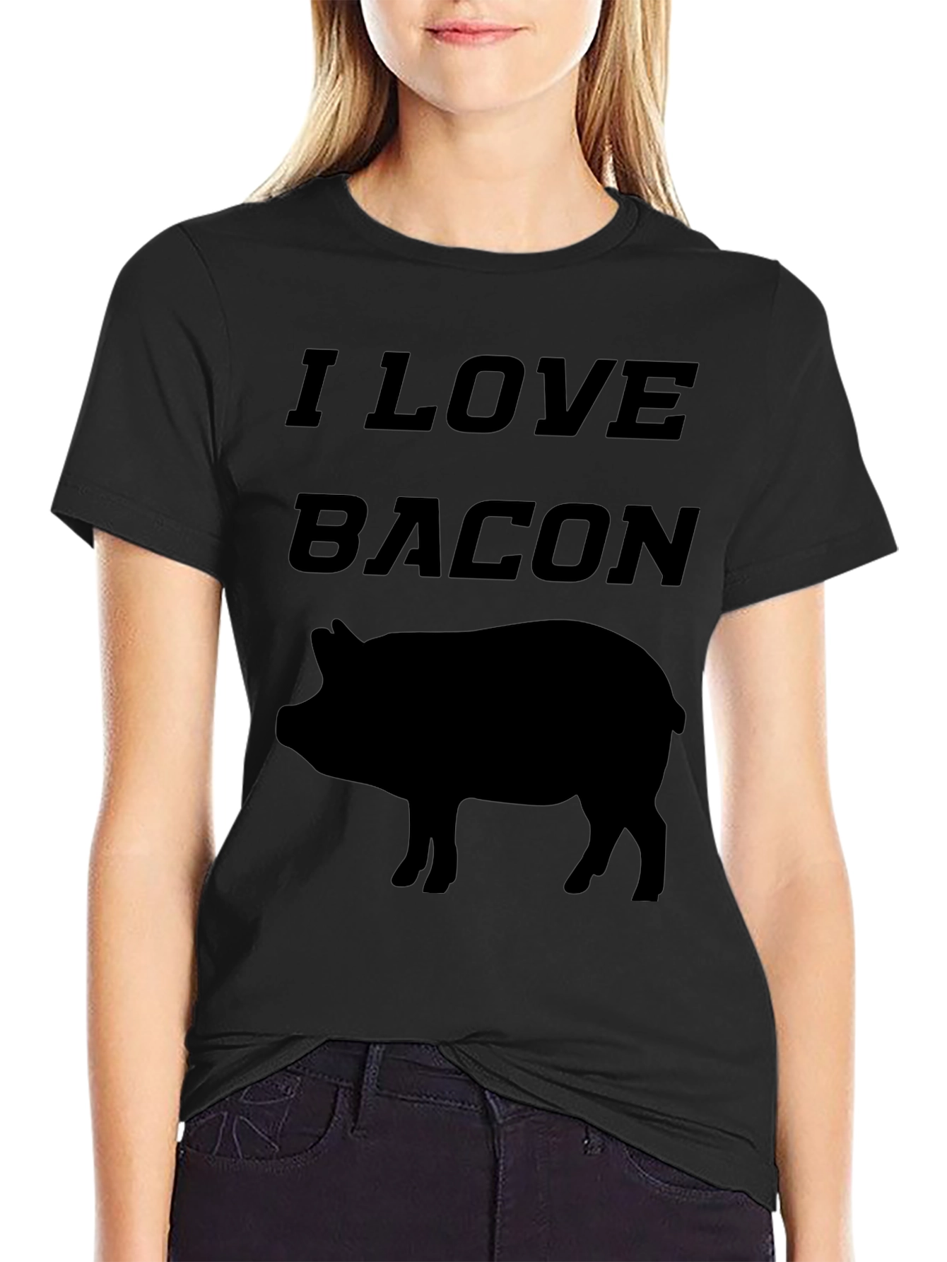 I Love Bacon Pig Graphic T-Shirt