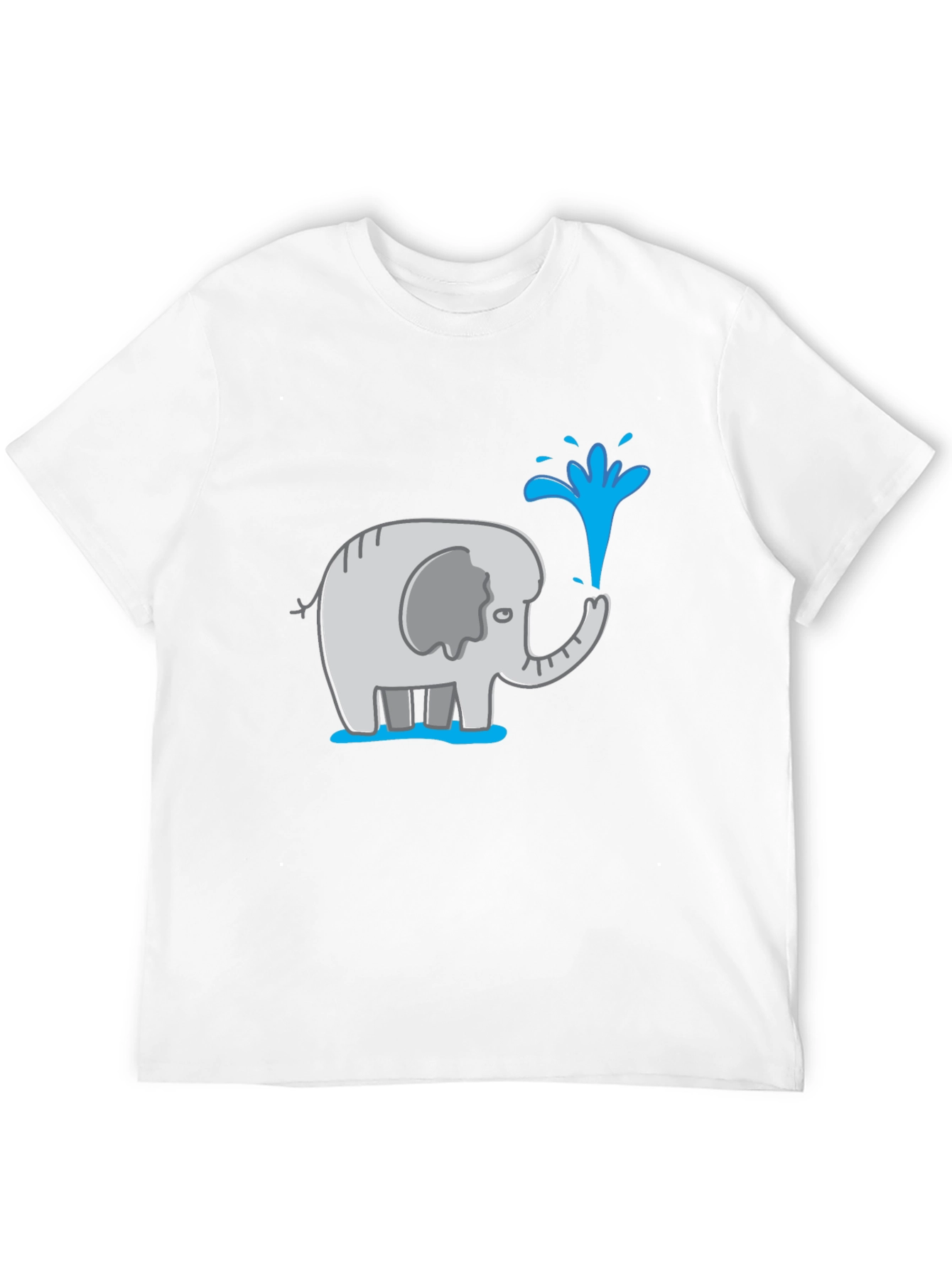 Elephant Spraying Water Black Graphic T-Shirt