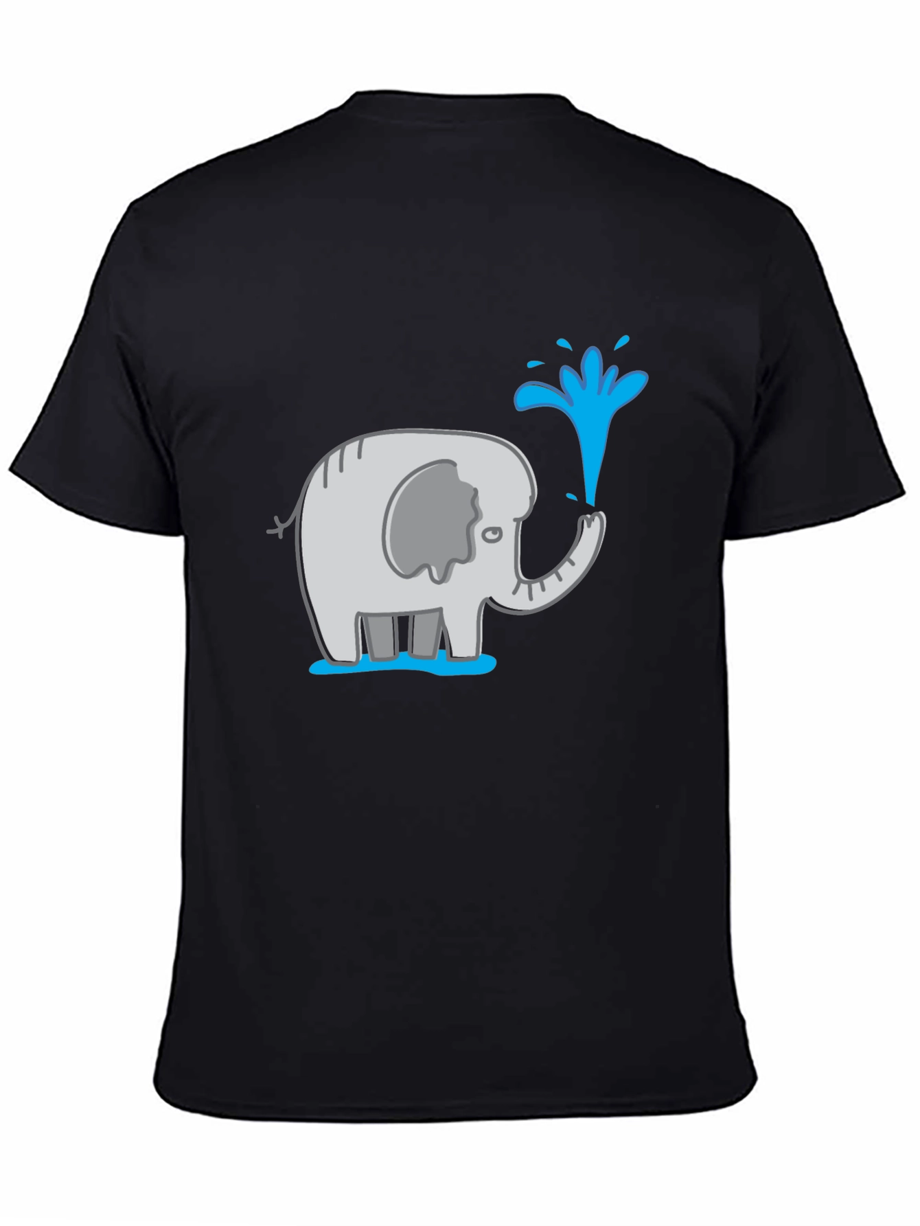 Elephant Spraying Water Black Graphic T-Shirt