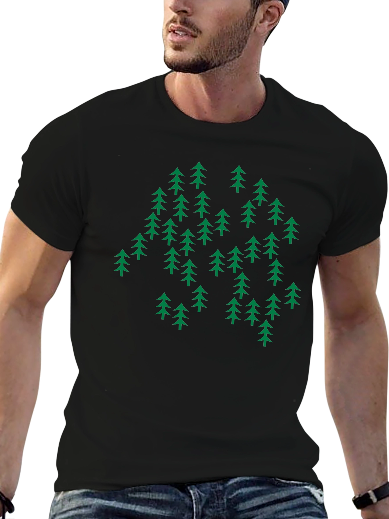 Nature Inspired Graphic Tee - Evergreen Forest Design