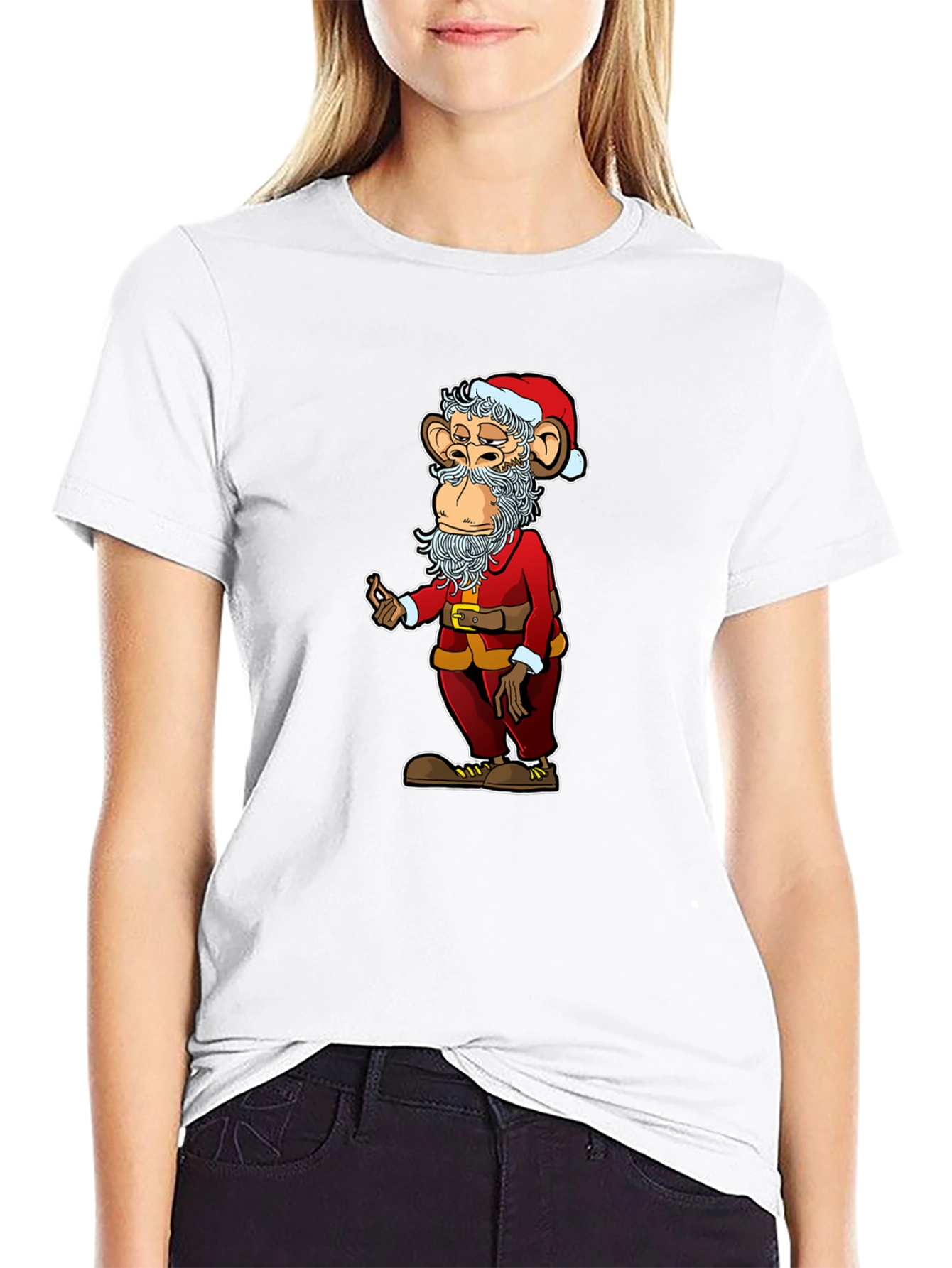 Santa Monkey Graphic Tee - Novelty Christmas T-Shirt