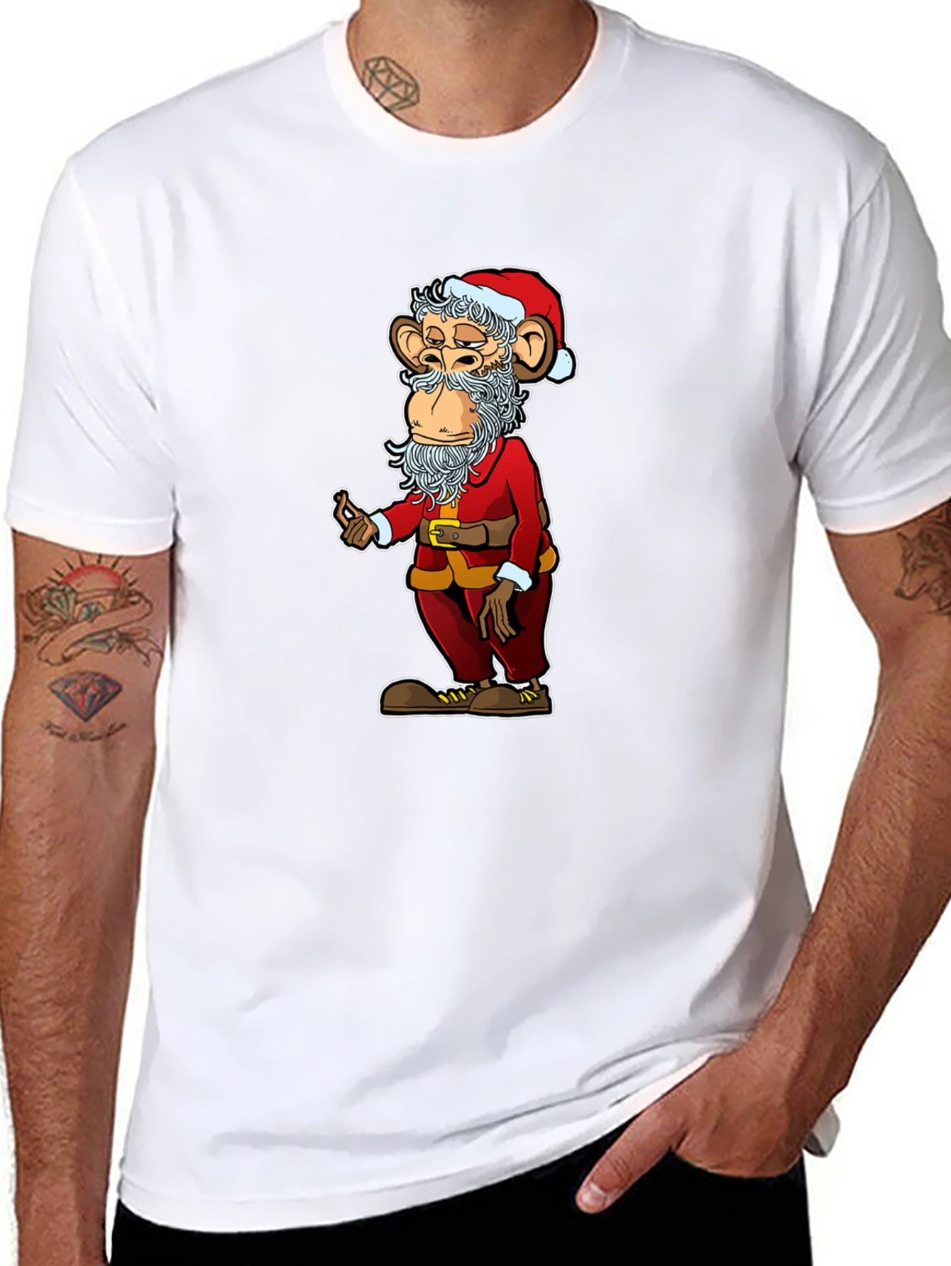 Santa Monkey Graphic Tee - Novelty Christmas T-Shirt