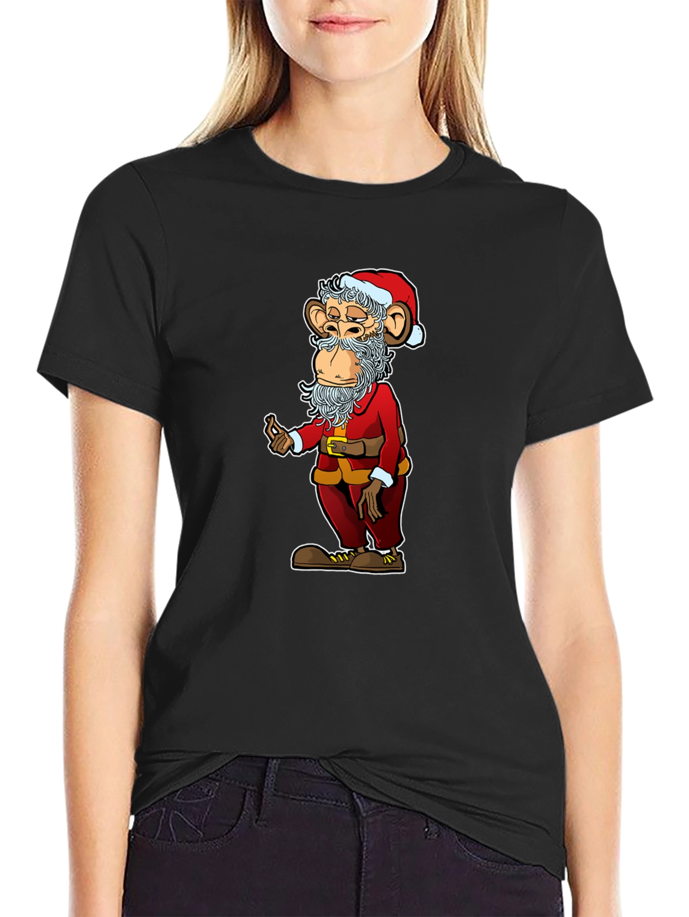 Santa Monkey Graphic Tee - Novelty Christmas T-Shirt