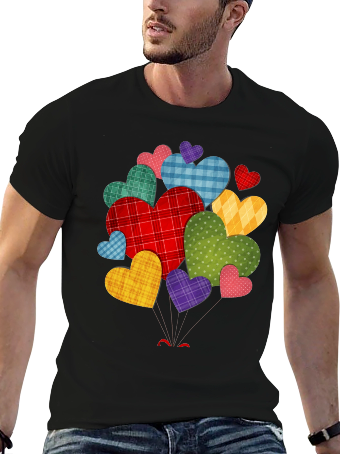 Heart Cluster Black T-Shirt - Mens