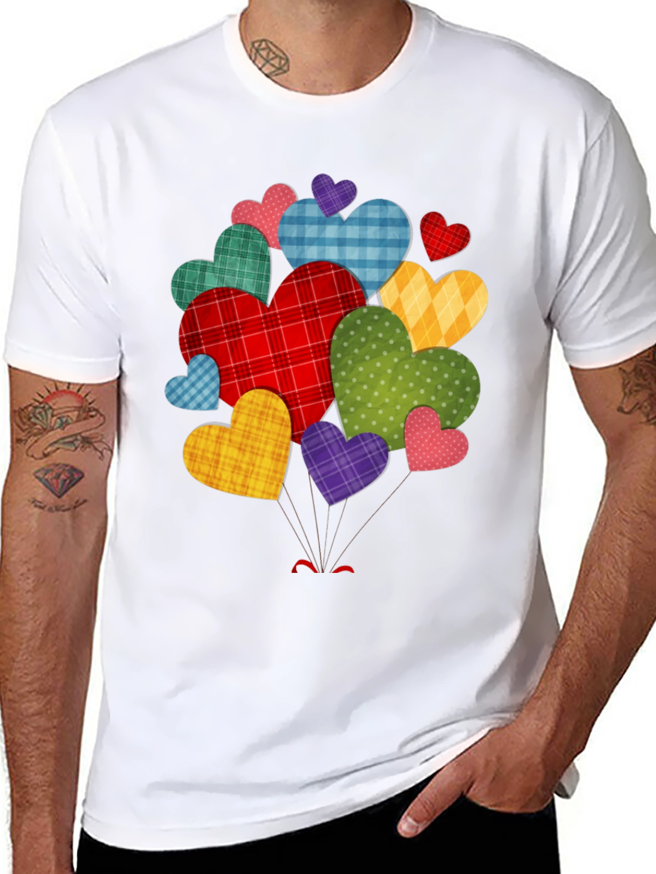 Heart Cluster Black T-Shirt - Mens