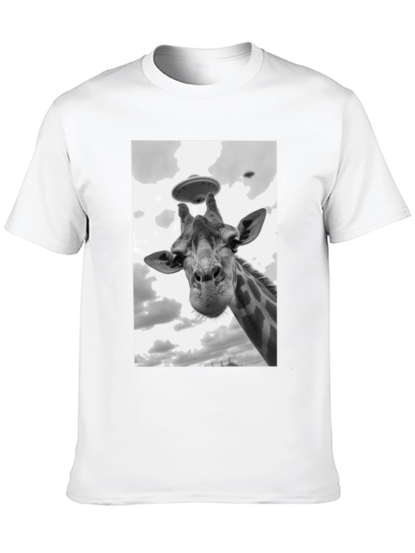 Giraffe Abduction T-Shirt: Quirky UFO Tee
