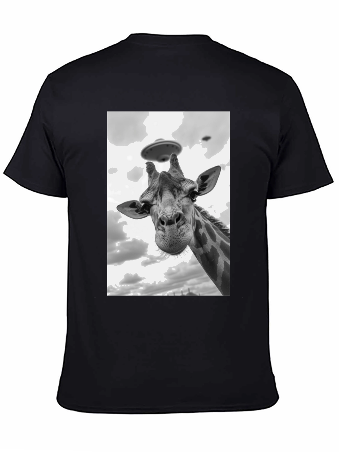 Giraffe Abduction T-Shirt: Quirky UFO Tee