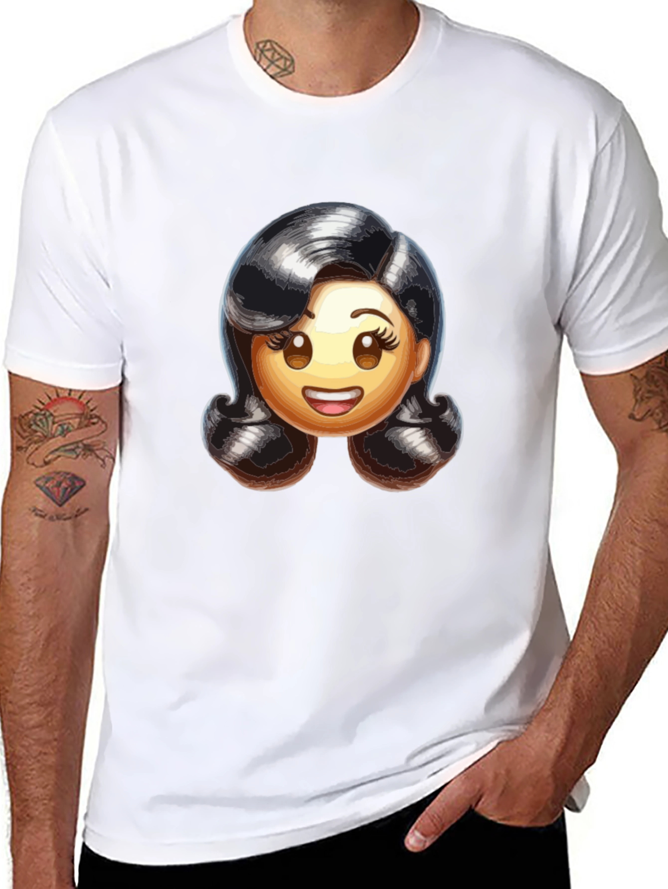 Retro Emoji Womans Black T-Shirt