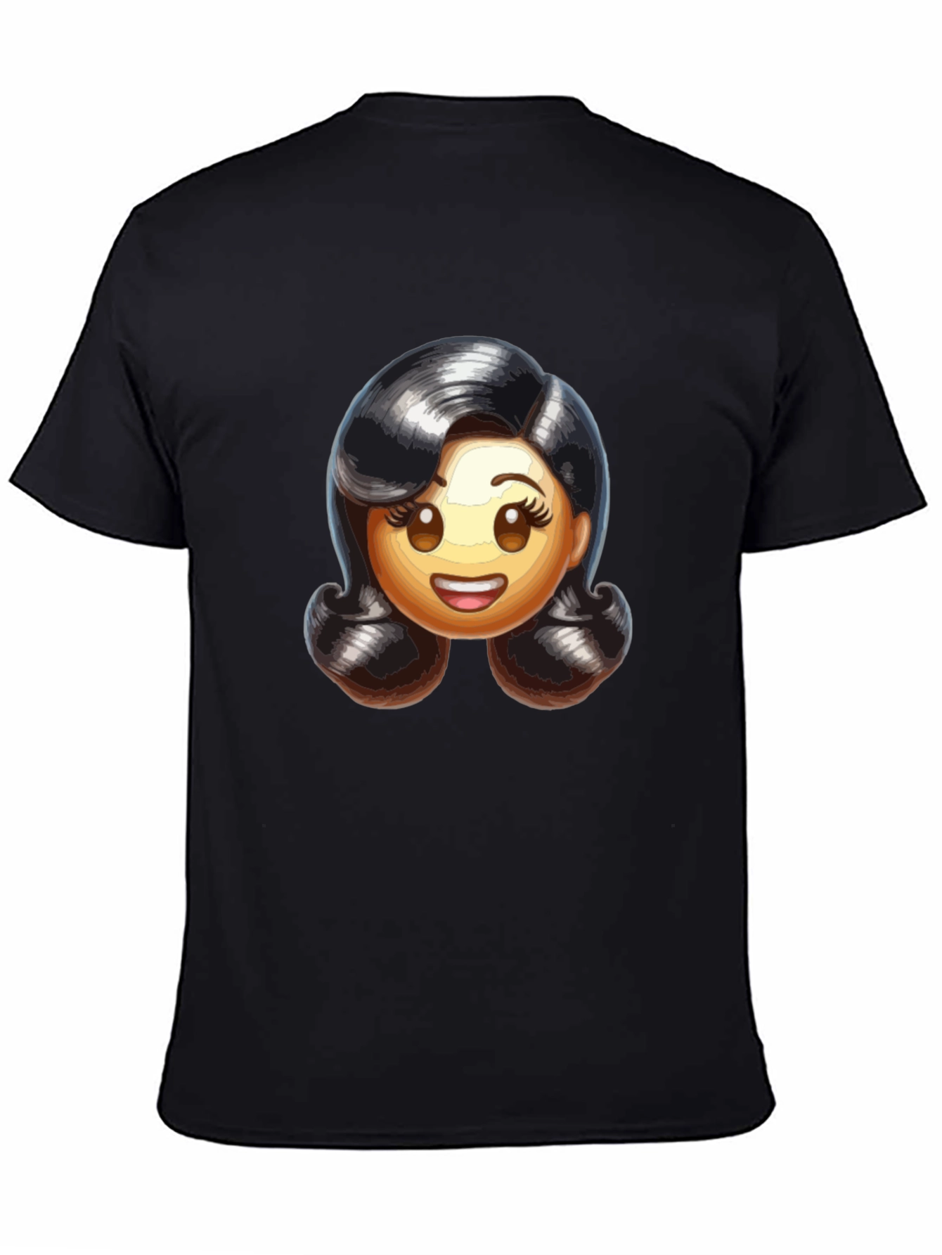 Retro Emoji Womans Black T-Shirt