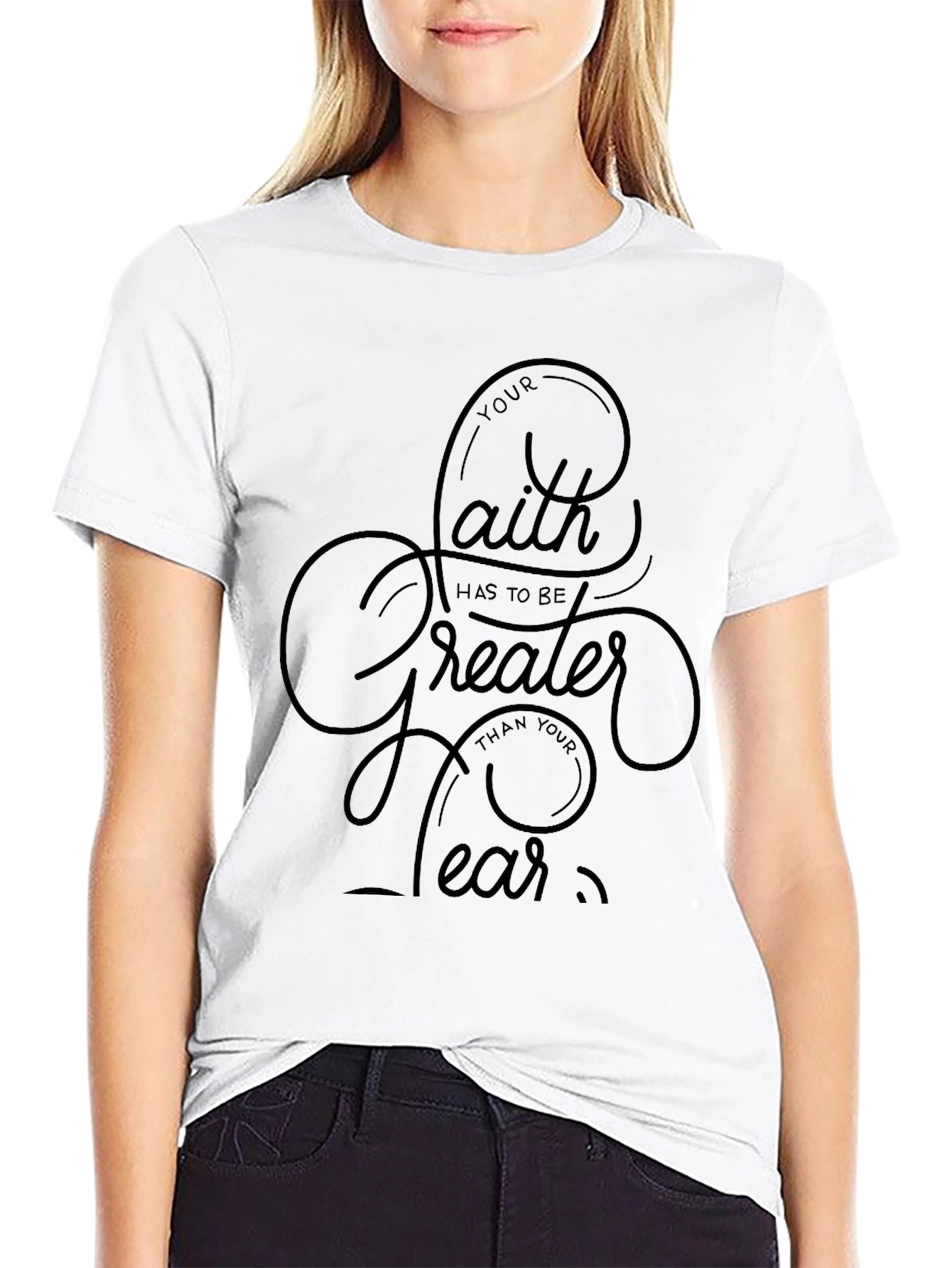 Faith Greater Than Fear T-Shirt - Inspirational Graphic Tee