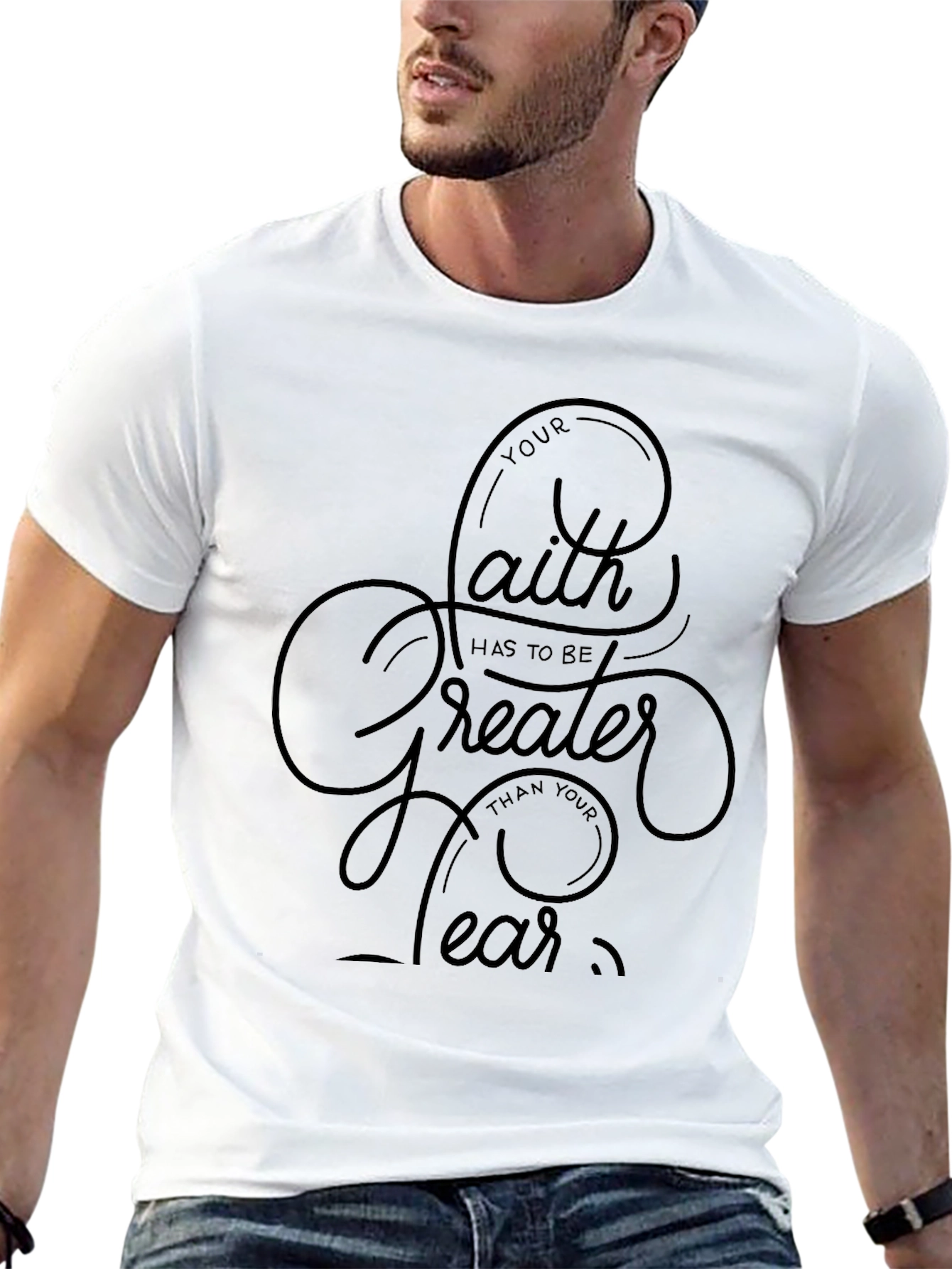 Faith Greater Than Fear T-Shirt - Inspirational Graphic Tee