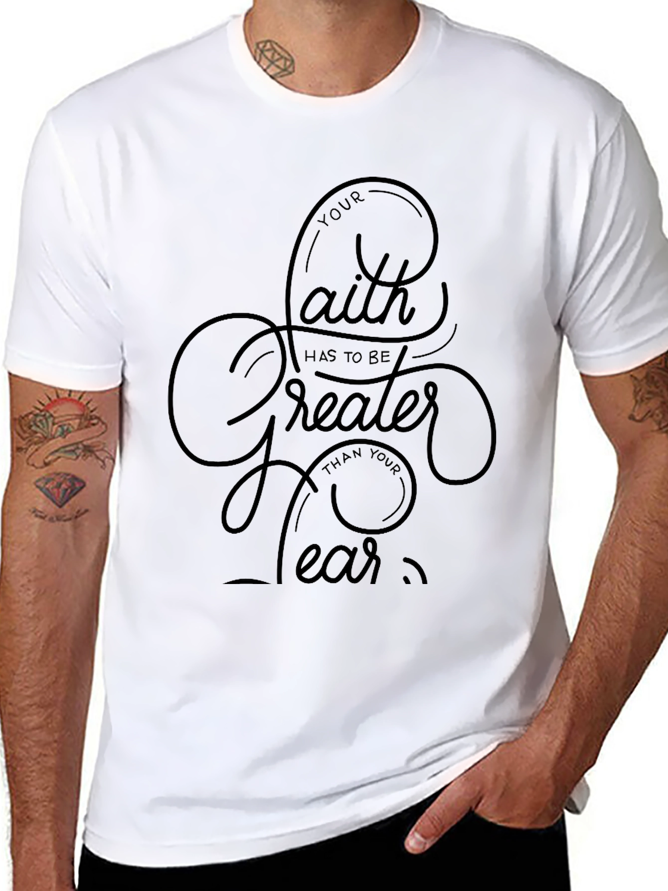 Faith Greater Than Fear T-Shirt - Inspirational Graphic Tee
