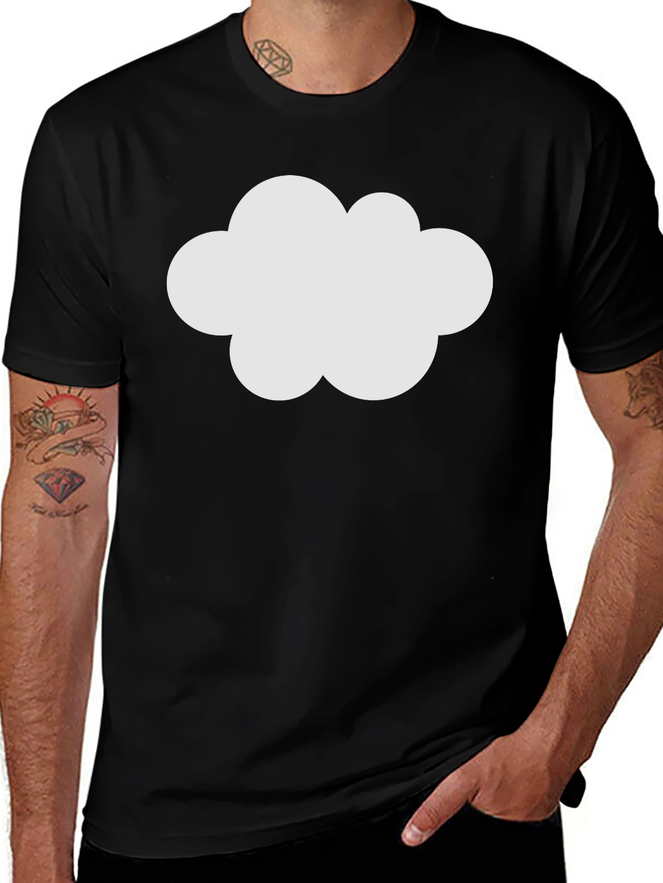 Cloud Graphic Black Cotton T-Shirt