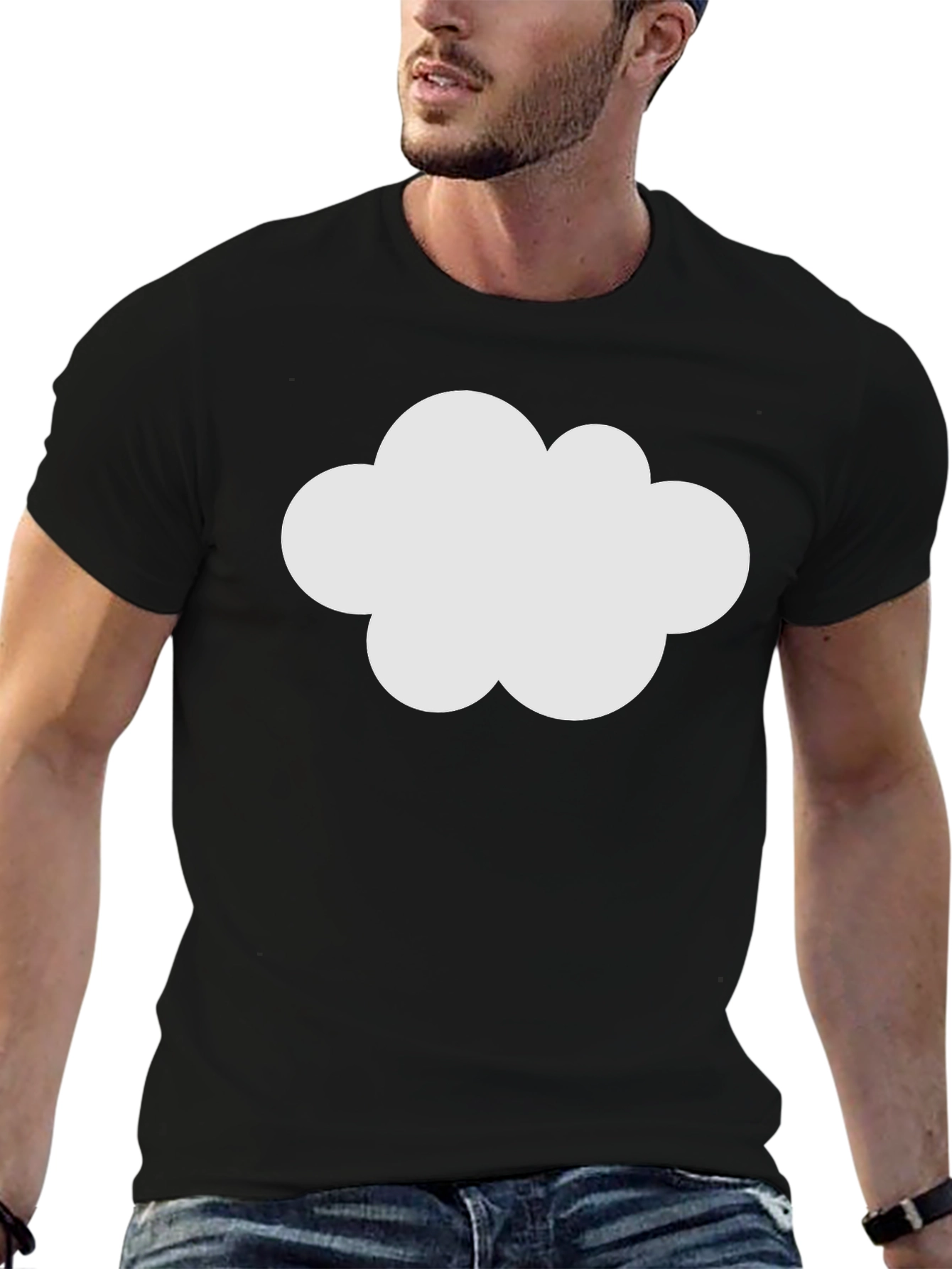 Cloud Graphic Black Cotton T-Shirt