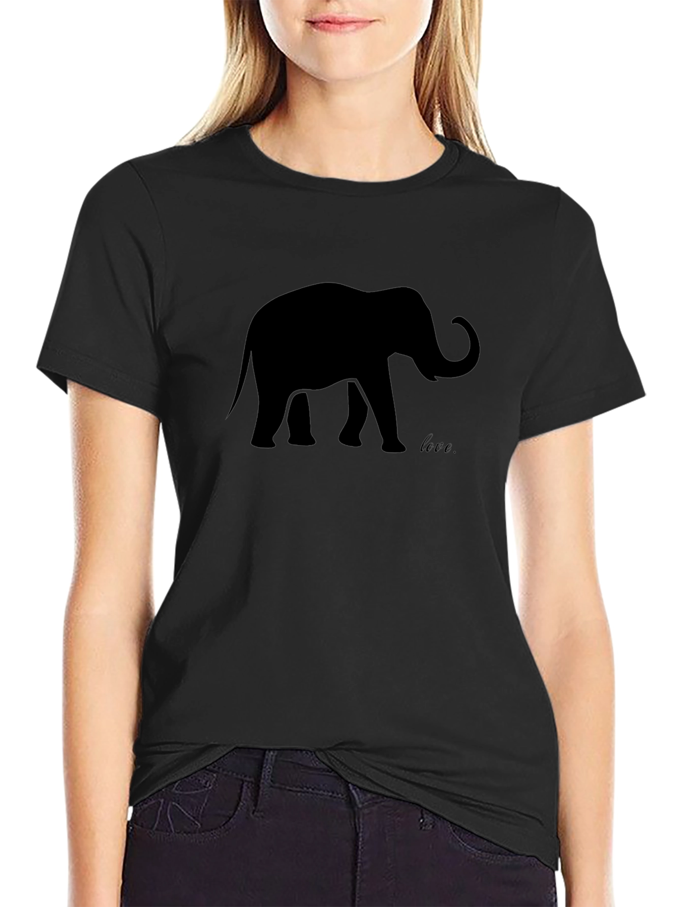 Elephant Silhouette Black T-Shirt