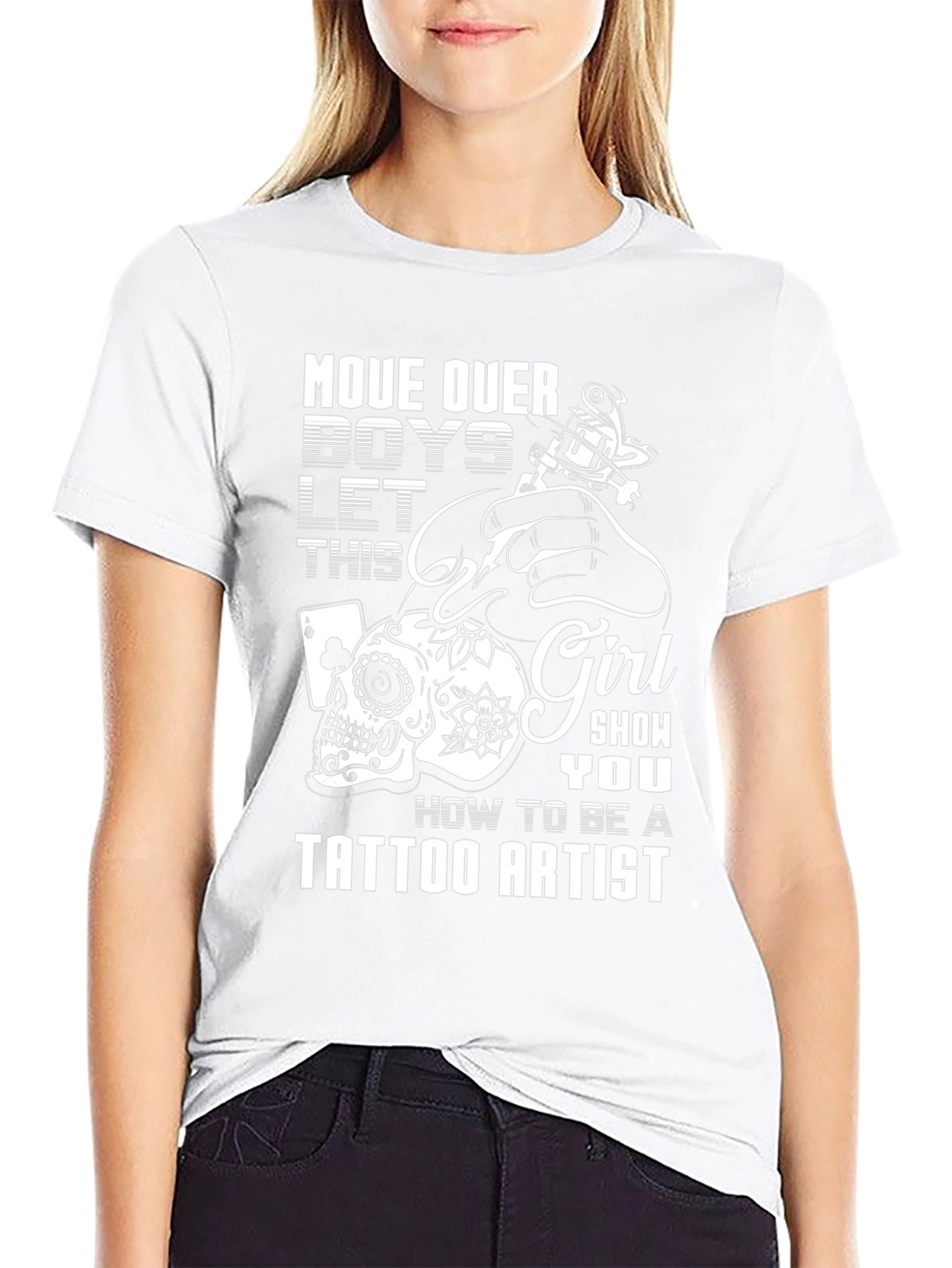 Tattoo Artist Girls T-Shirt - Skull and Ink Design