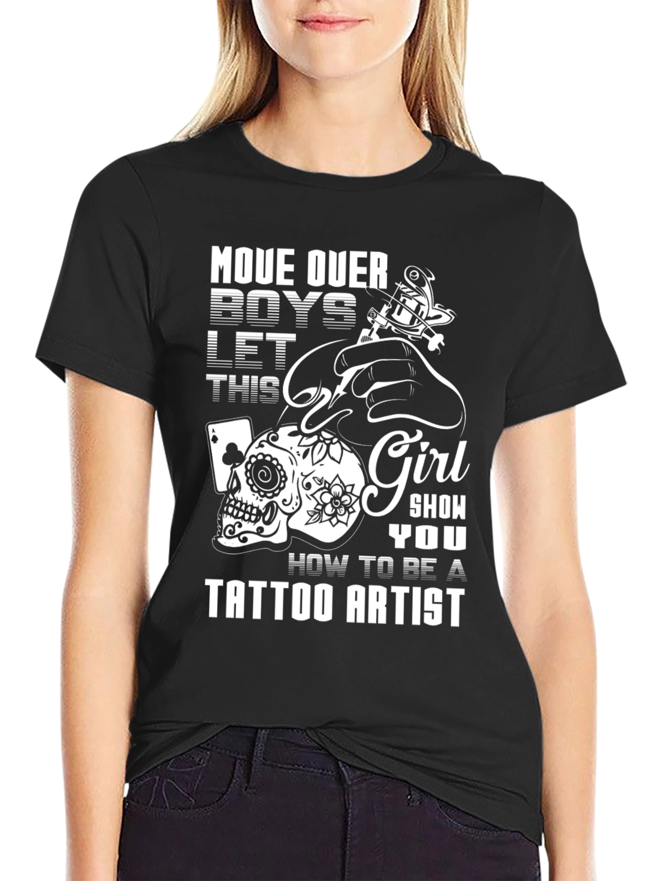 Tattoo Artist Girls T-Shirt - Skull and Ink Design