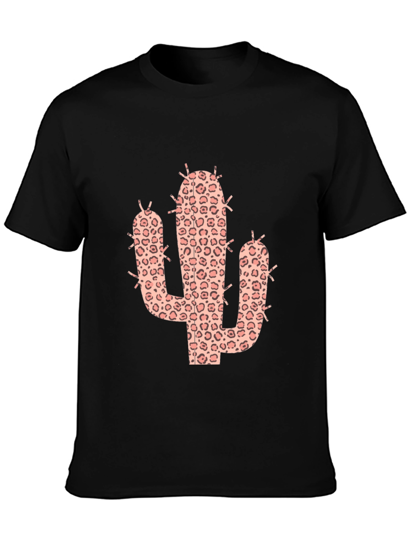 Leopard Cactus Graphic Tee - Black