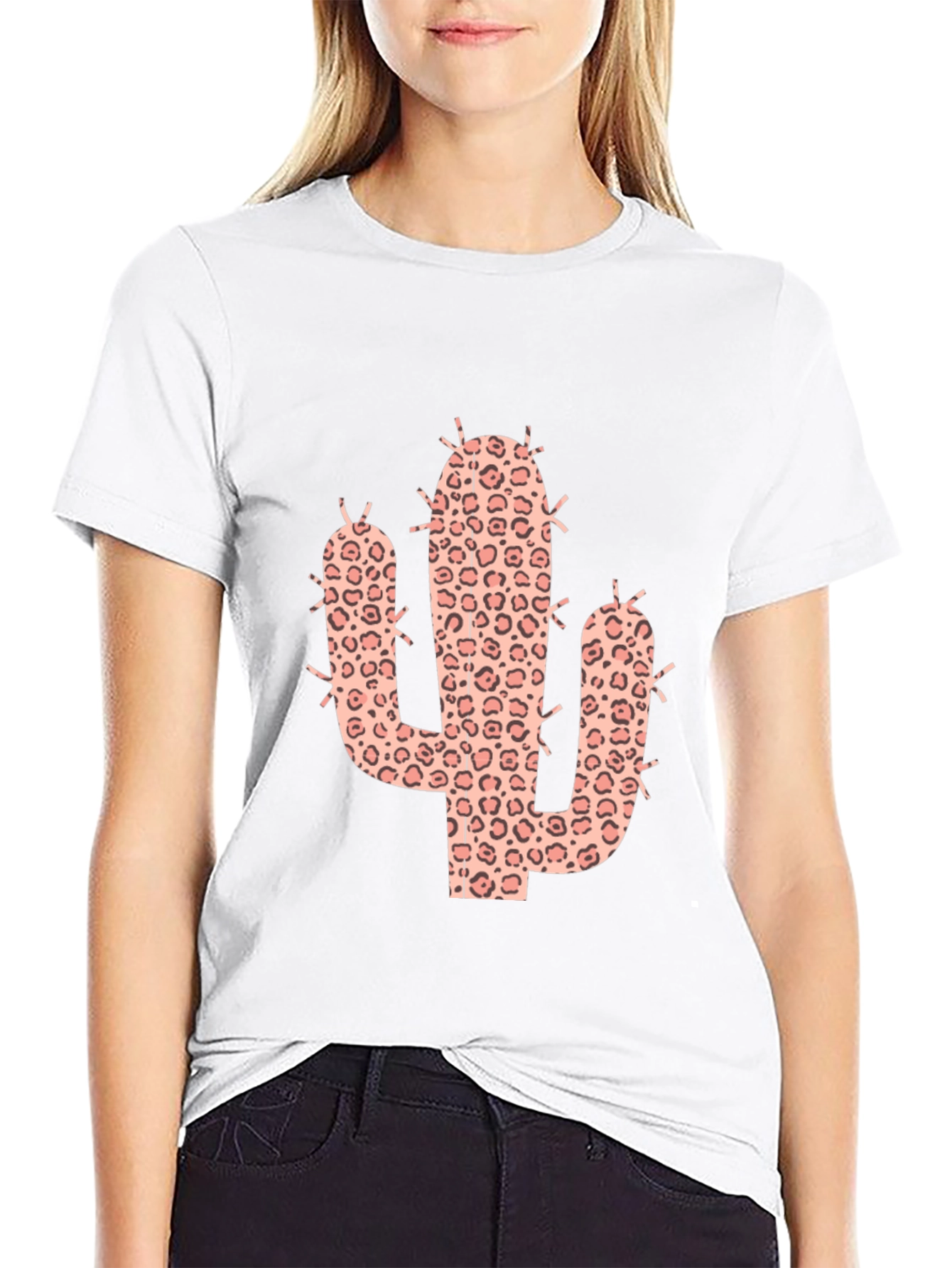 Leopard Cactus Graphic Tee - Black