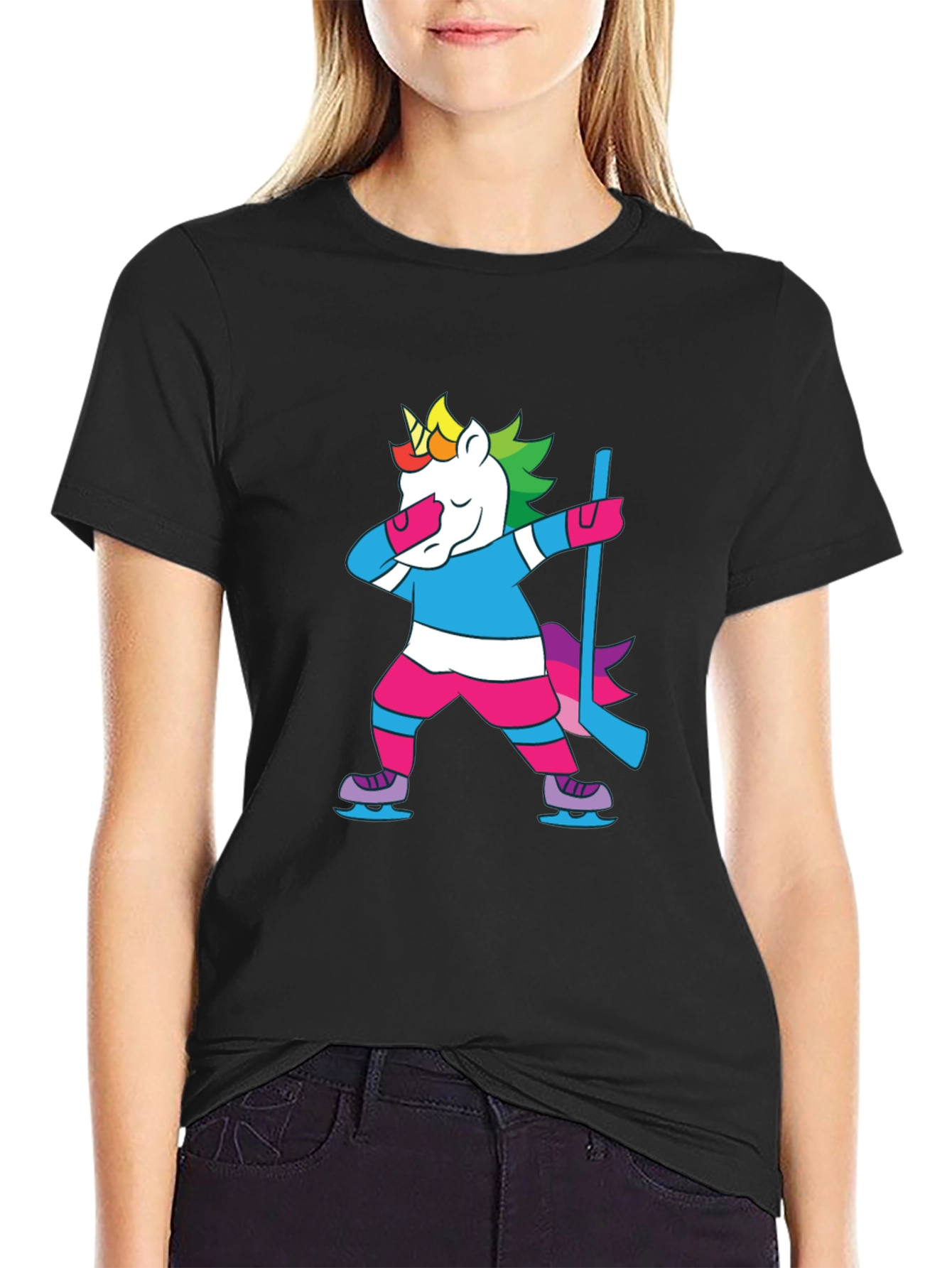 Unicorn Hockey Dab T-Shirt - Black