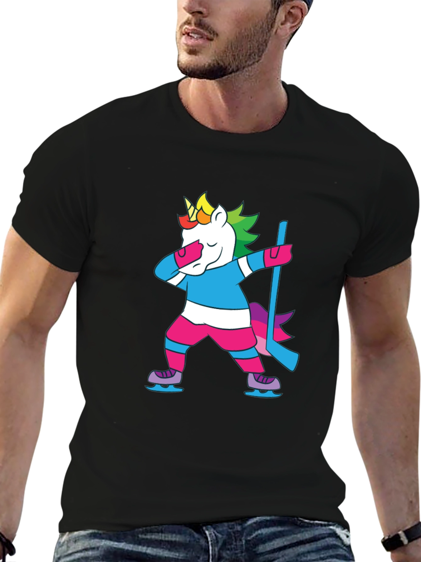 Unicorn Hockey Dab T-Shirt - Black