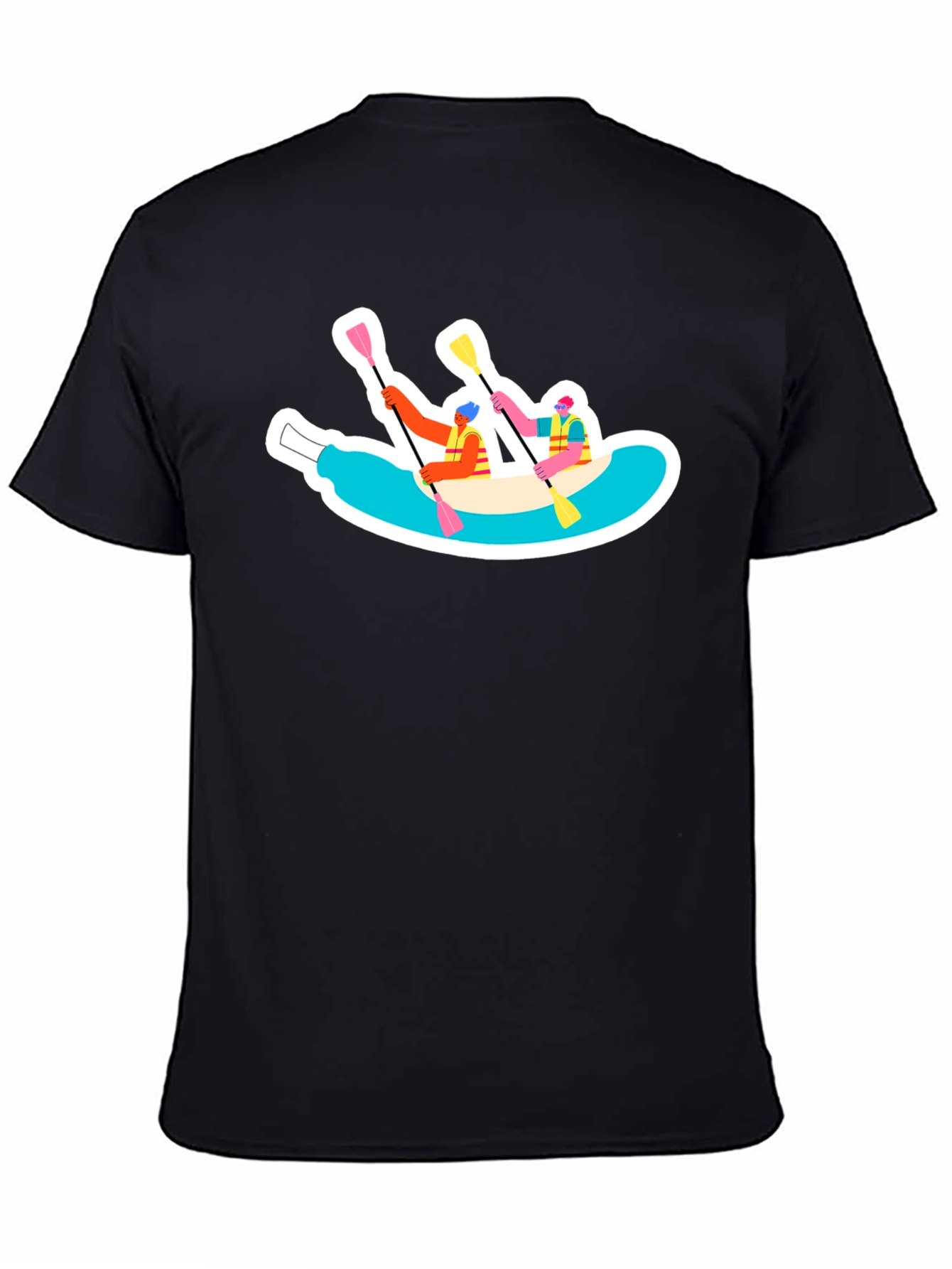 Rafting Adventure Graphic Tee - Black Cotton T-Shirt