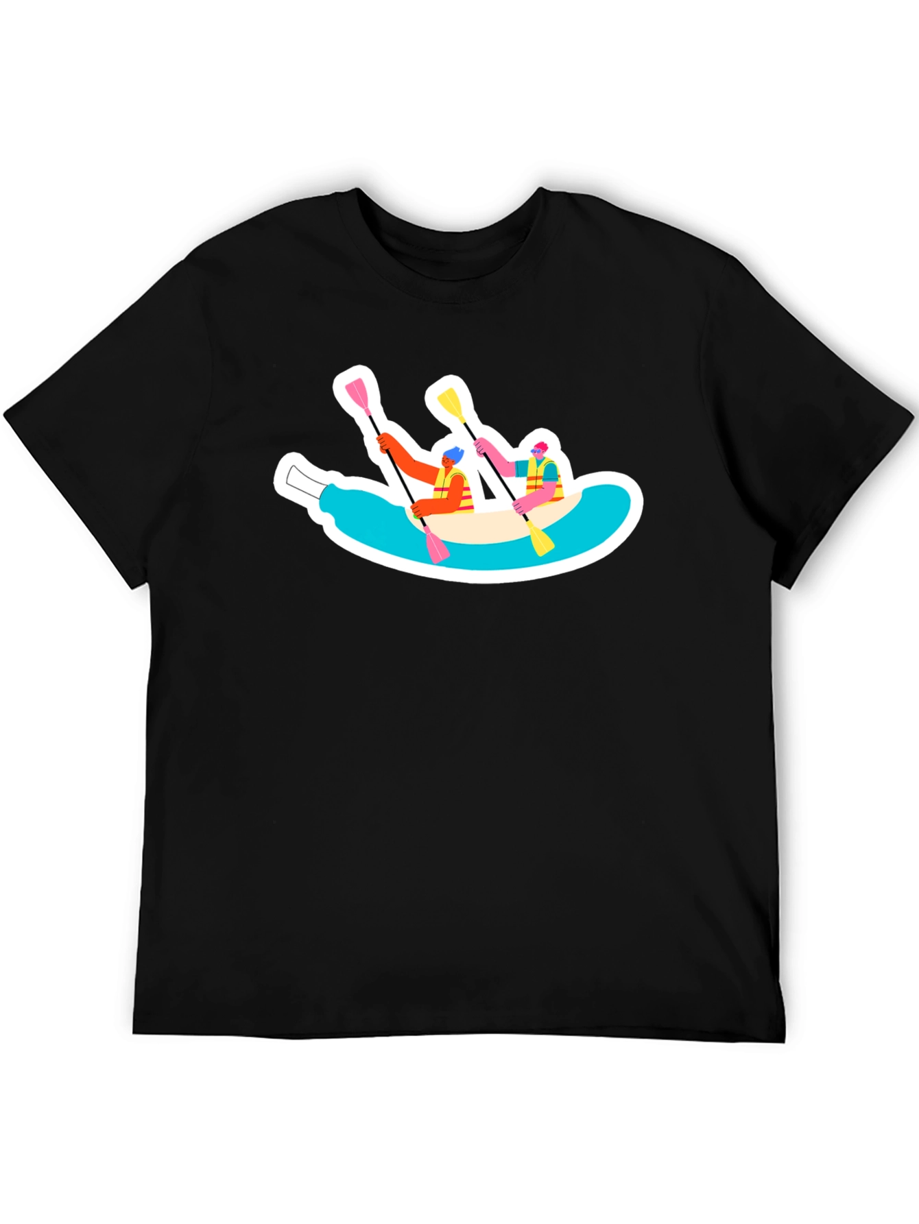 Rafting Adventure Graphic Tee - Black Cotton T-Shirt