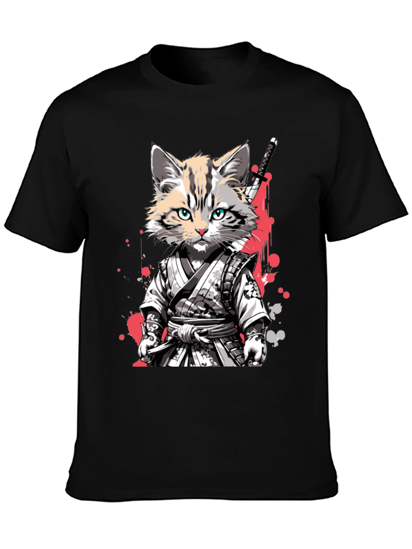 Samurai Cat T-Shirt - Unique Graphic Tee