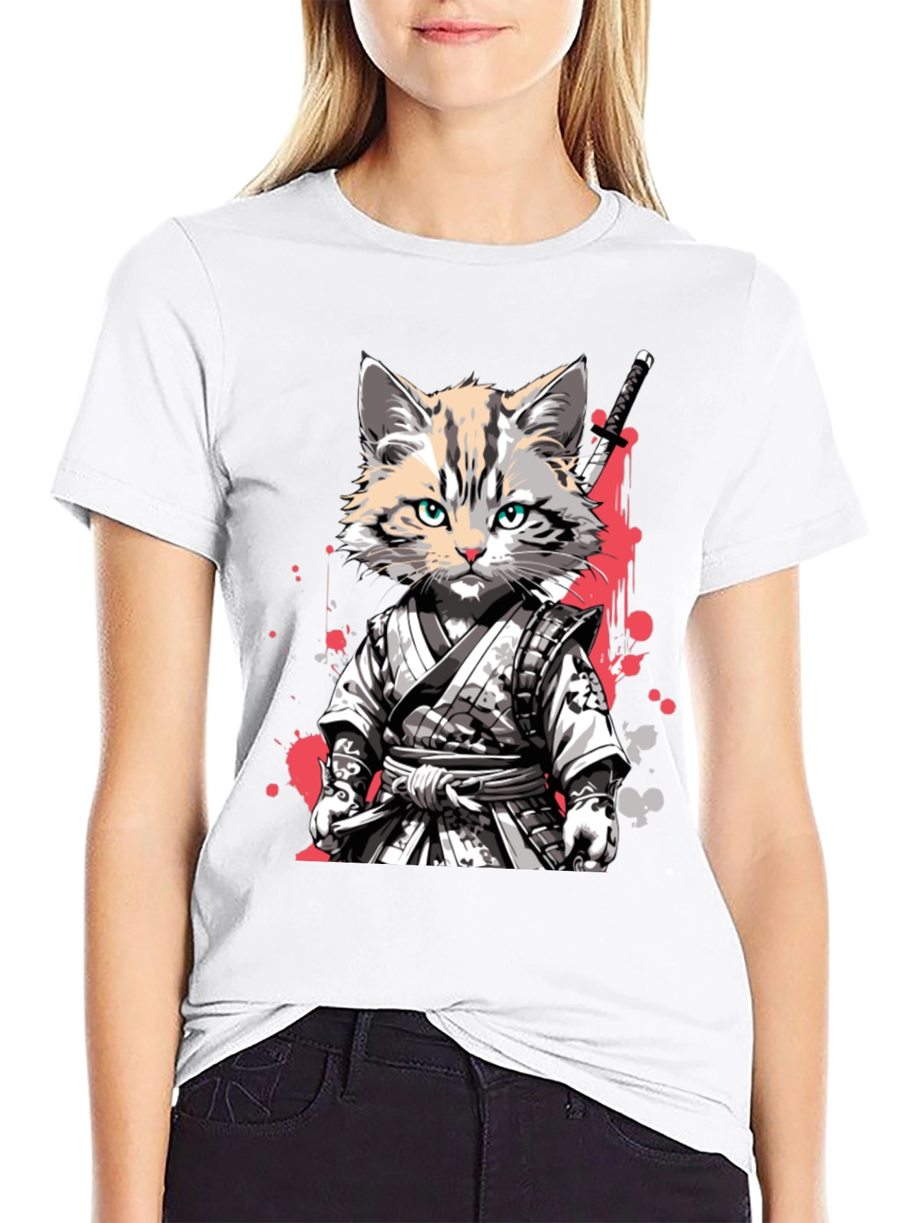 Samurai Cat T-Shirt - Unique Graphic Tee