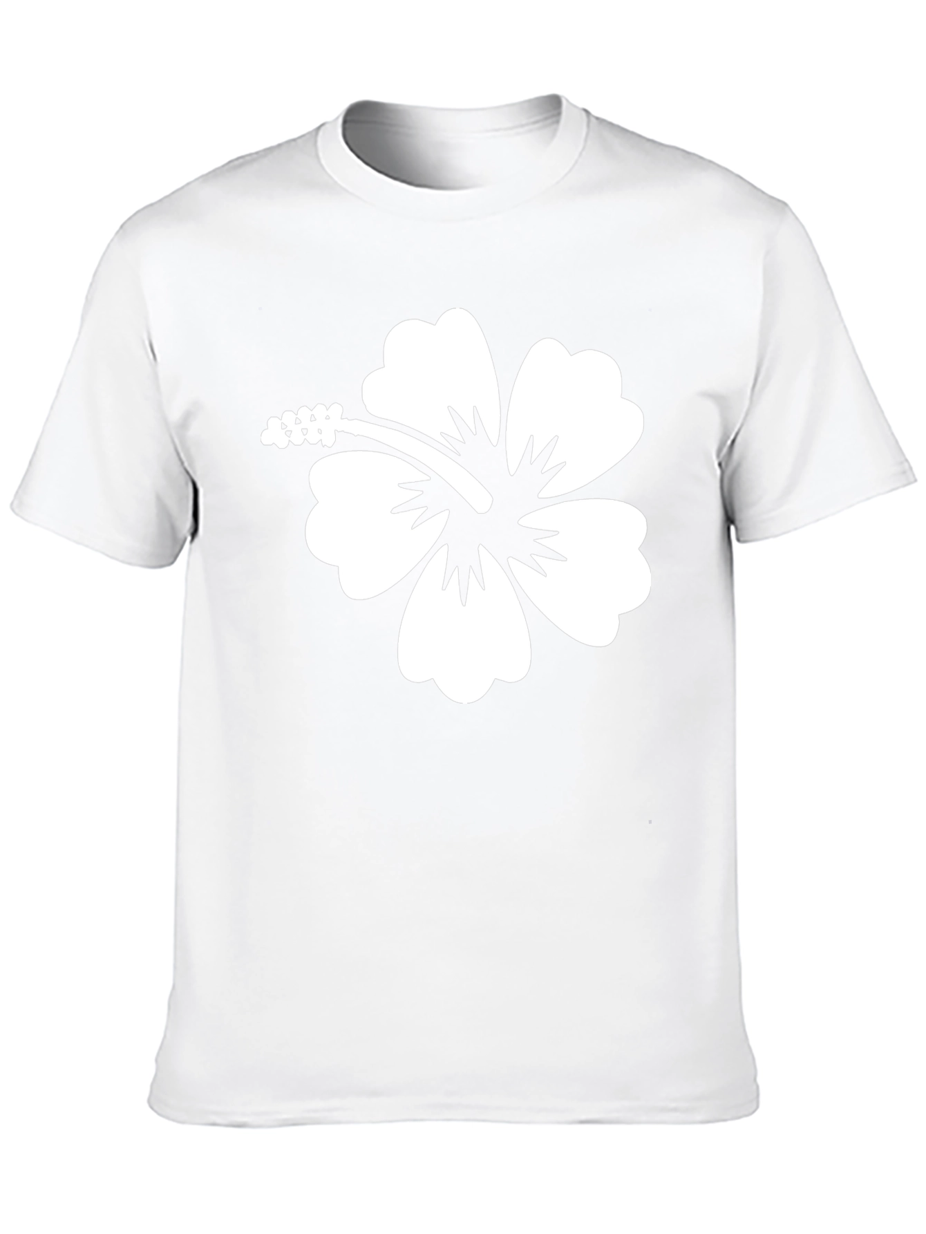 Hibiscus Flower Graphic Tee - Black Cotton T-Shirt