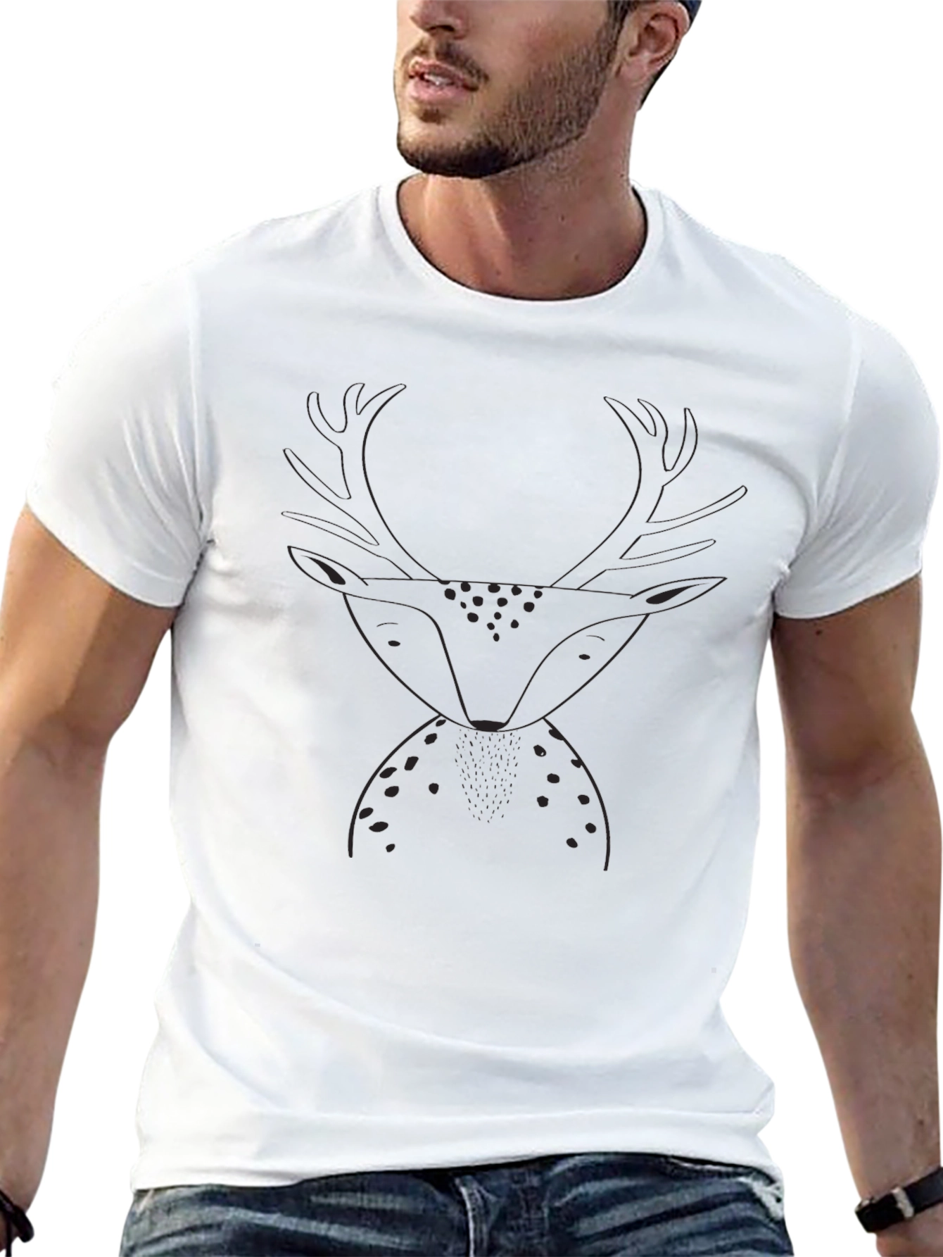 Black Deer Graphic Tee - Stylish Mens T-Shirt