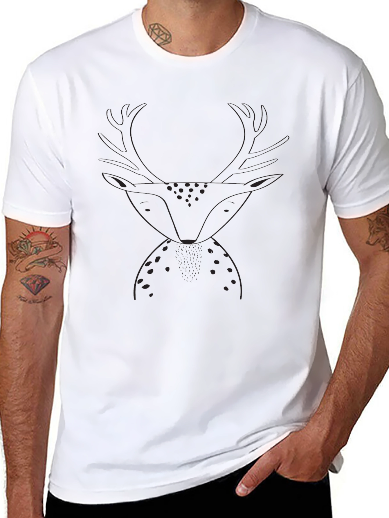 Black Deer Graphic Tee - Stylish Mens T-Shirt