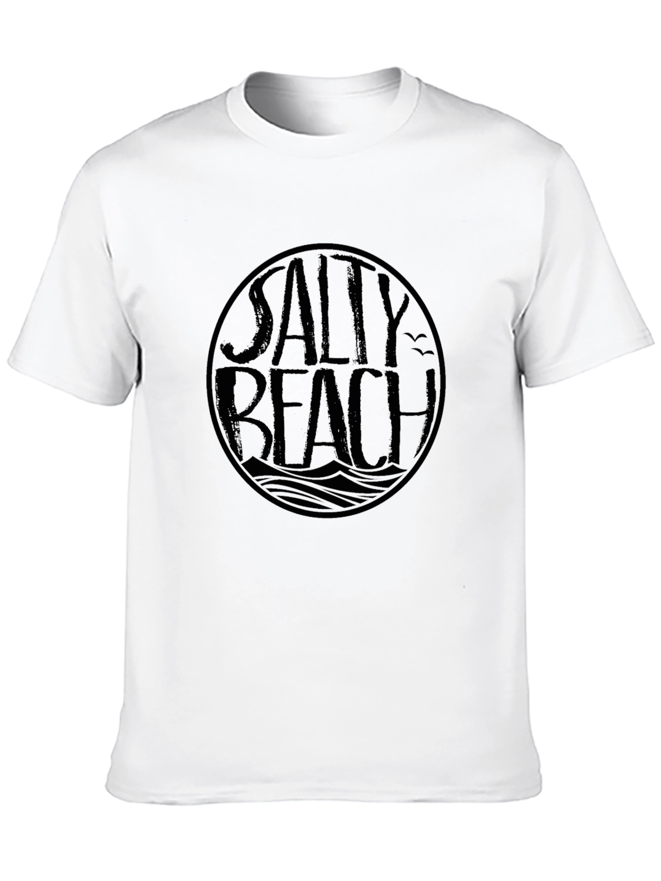 Salty Beach Graphic Tee - Classic Black Cotton T-Shirt