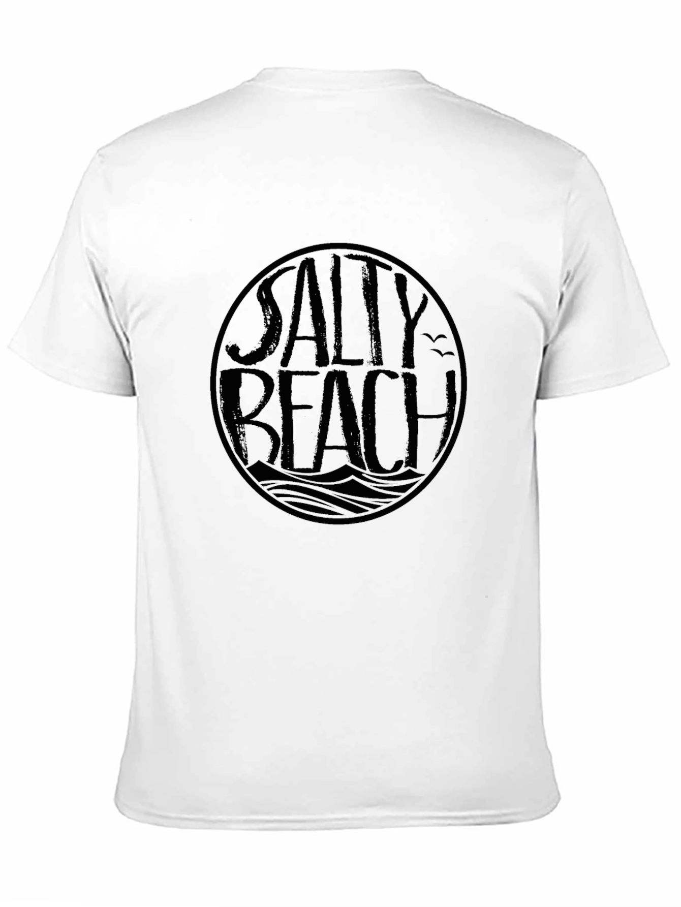 Salty Beach Graphic Tee - Classic Black Cotton T-Shirt