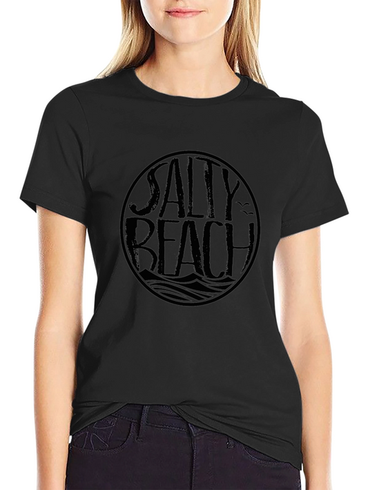 Salty Beach Graphic Tee - Classic Black Cotton T-Shirt