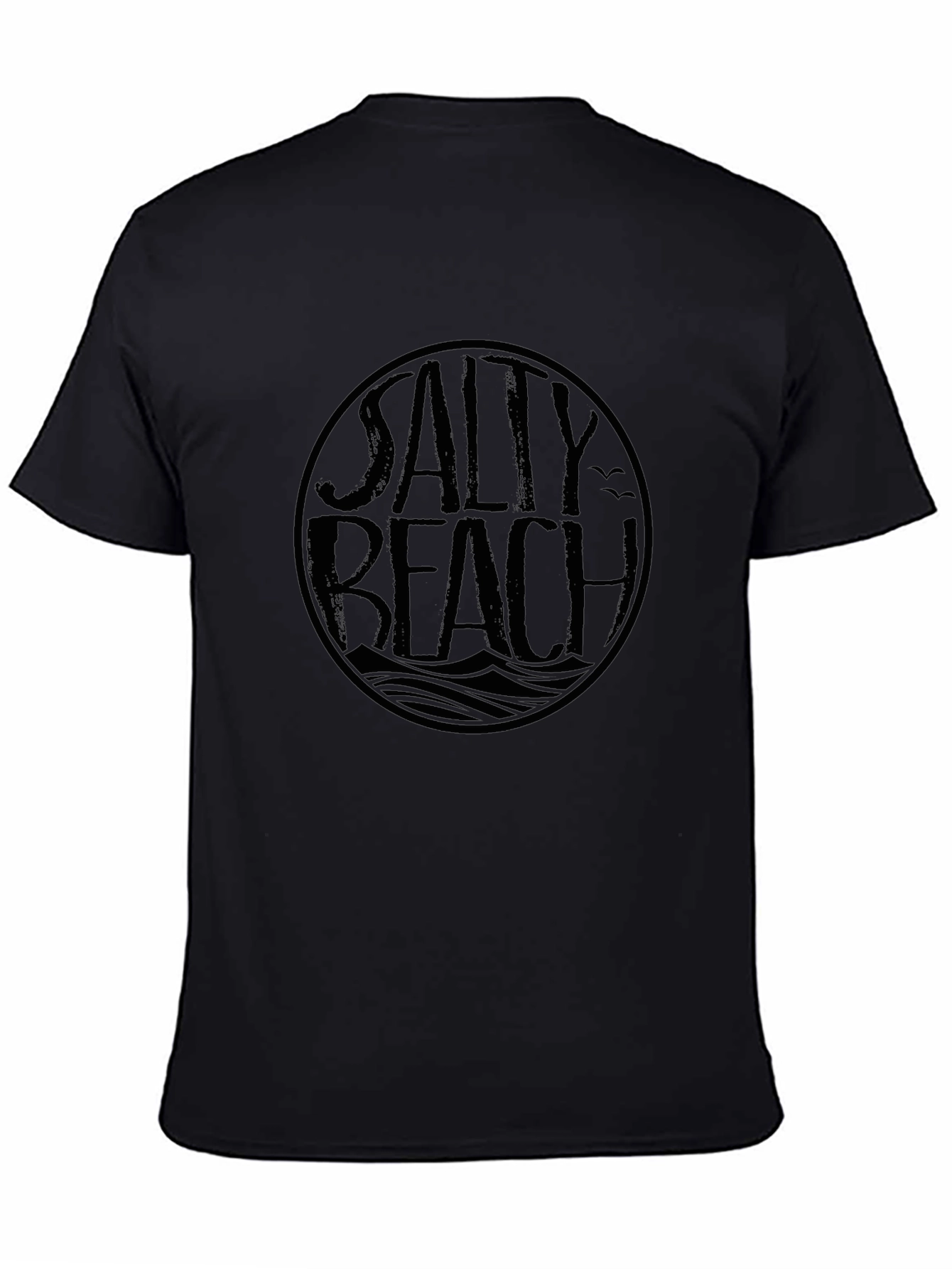 Salty Beach Graphic Tee - Classic Black Cotton T-Shirt