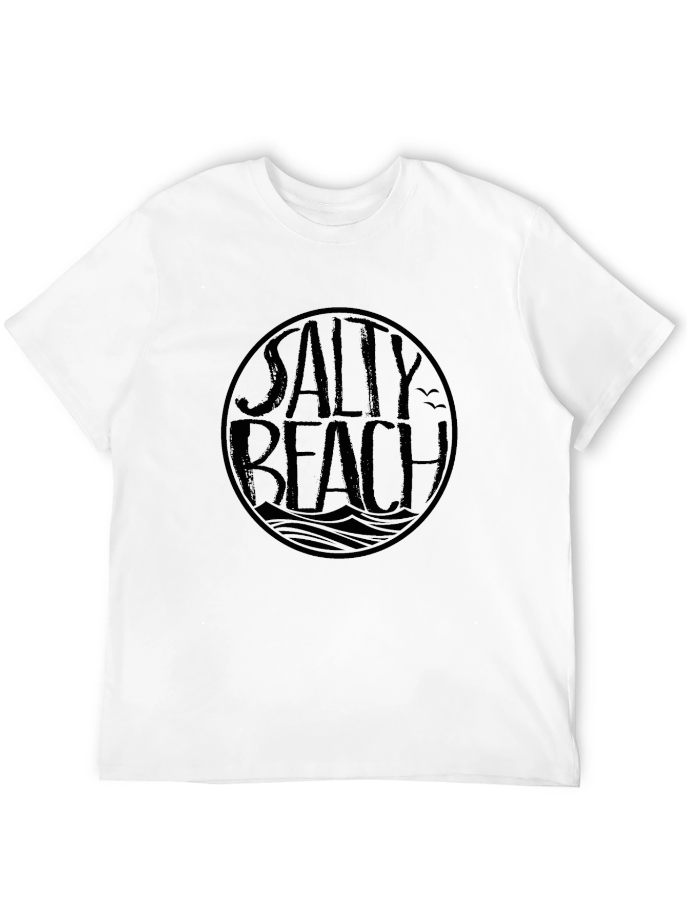 Salty Beach Graphic Tee - Classic Black Cotton T-Shirt