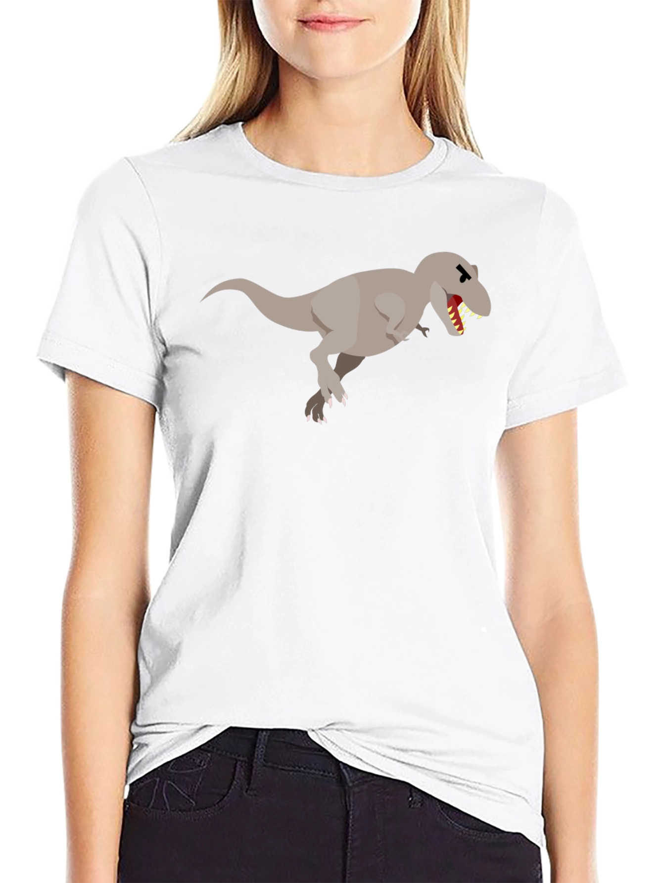Dinosaur Graphic Tee - Black Cotton T-Shirt